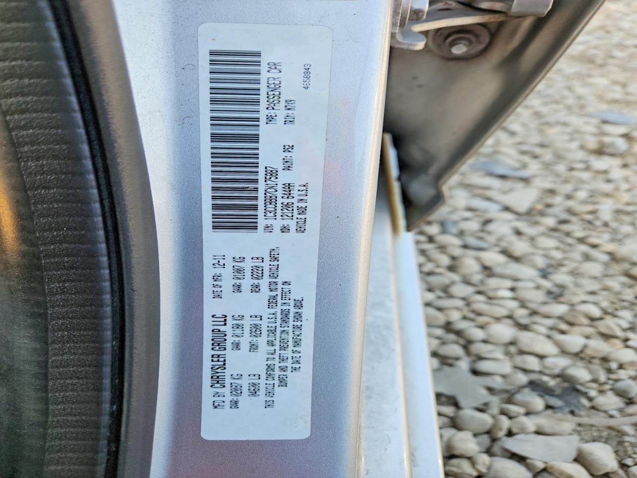 2012 Chrysler 200 Silver vin: 1C3CCBBB7CN175887