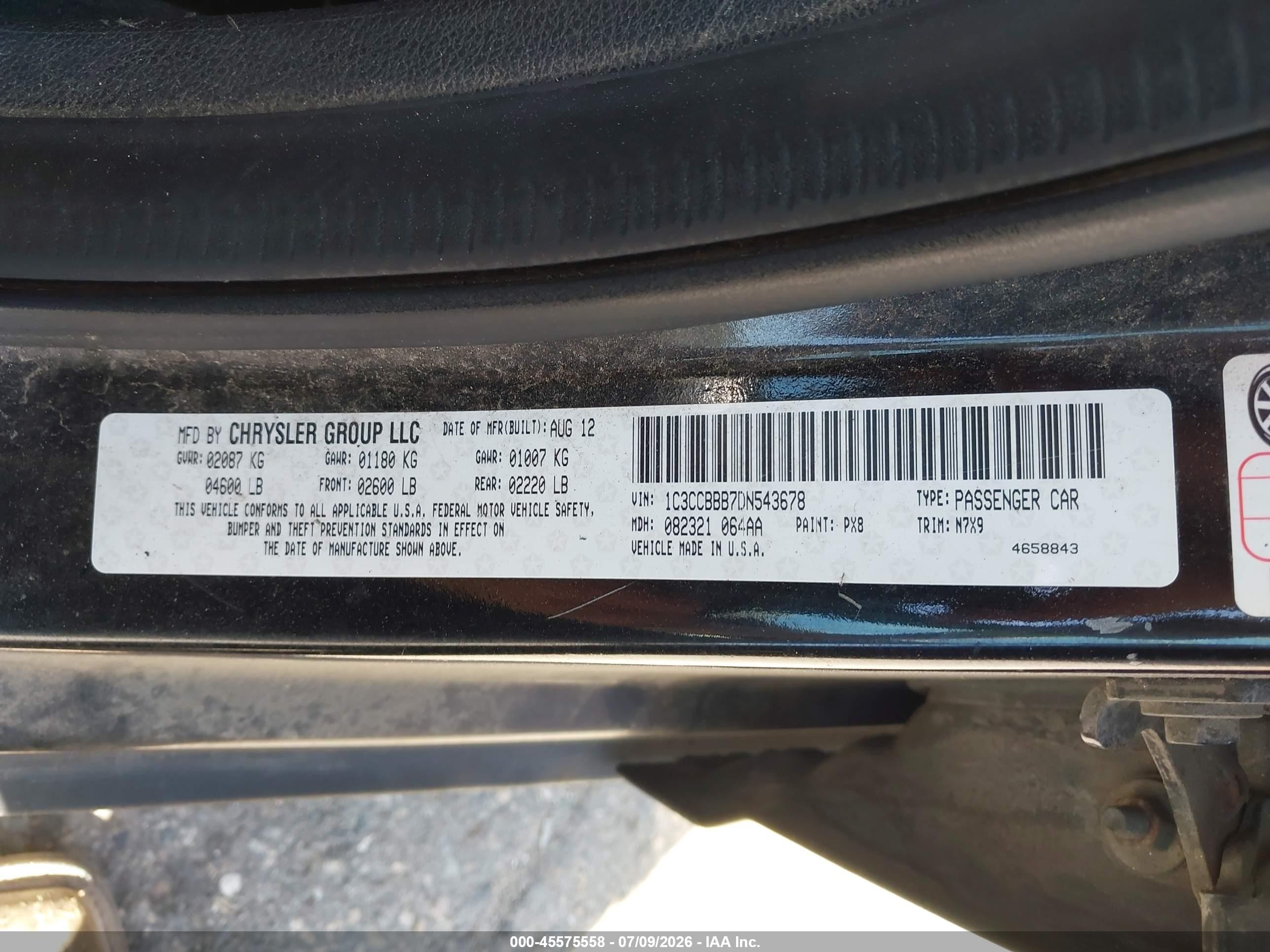 2013 Chrysler 200 Touring Черный vin: 1C3CCBBB7DN543678