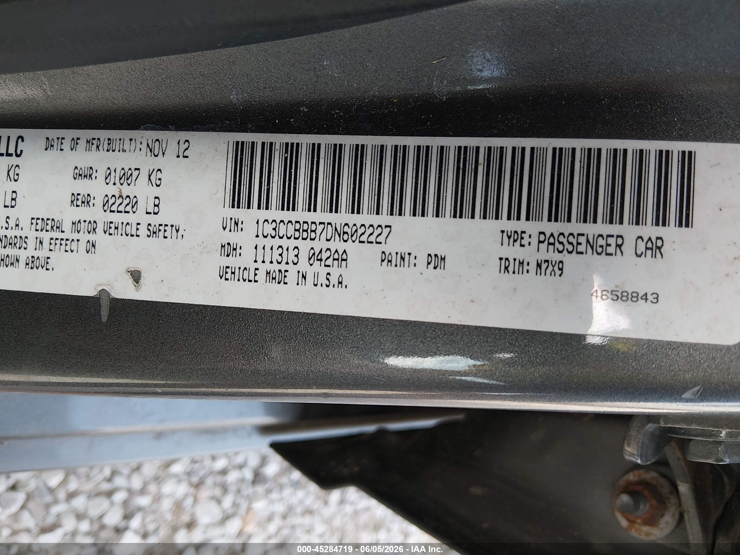2013 Chrysler 200 Touring Gray vin: 1C3CCBBB7DN602227
