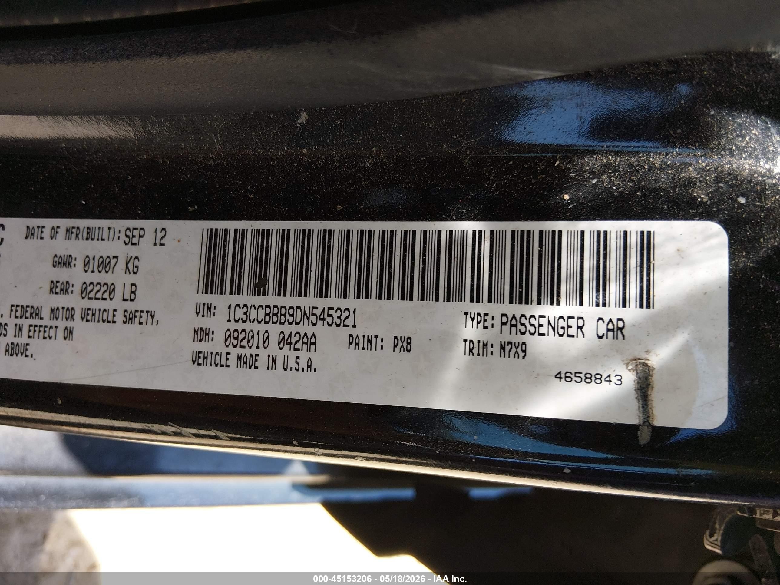 2013 Chrysler 200 Touring Черный vin: 1C3CCBBB9DN545321