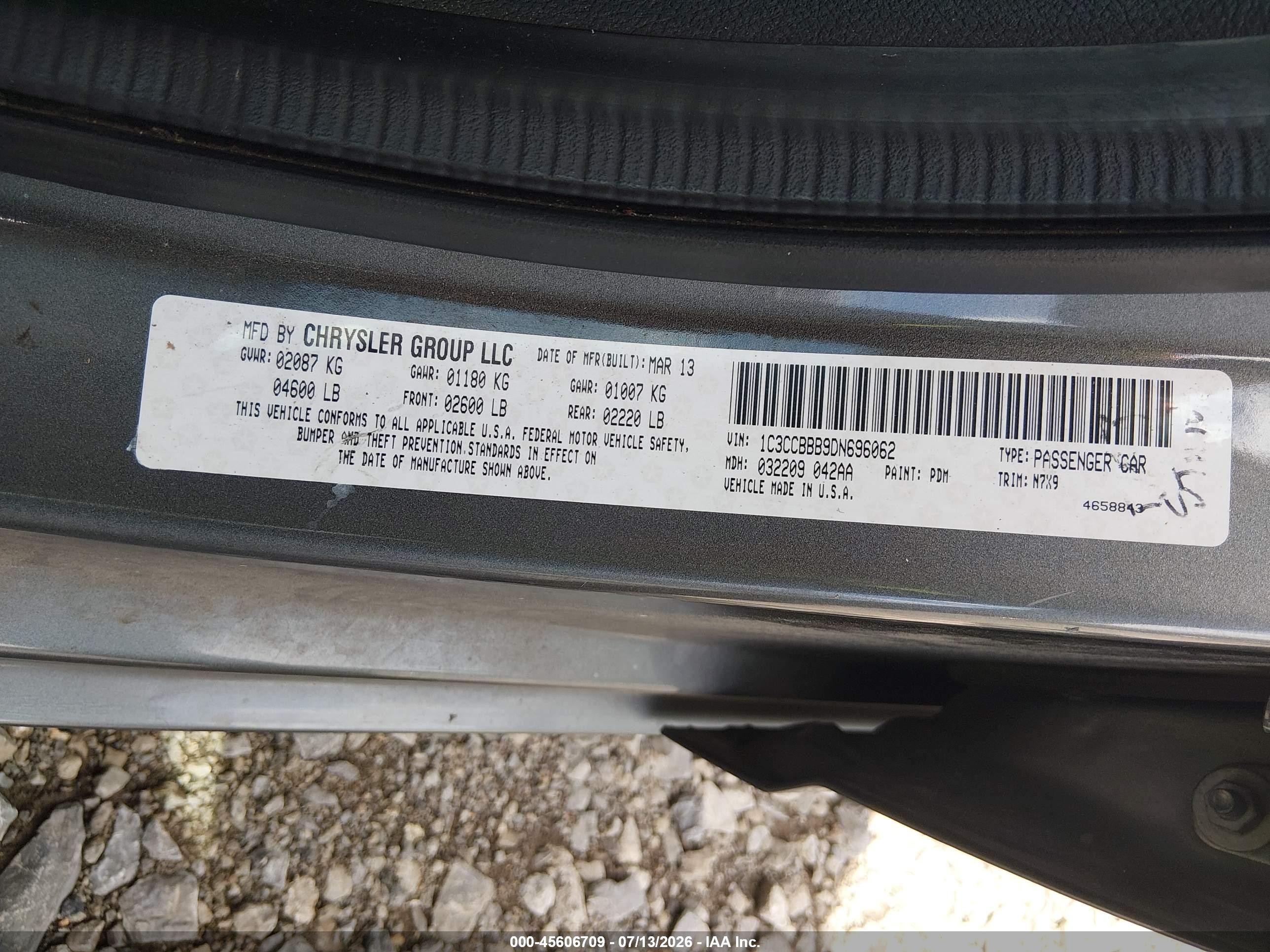 2013 Chrysler 200 Touring Gray vin: 1C3CCBBB9DN696062