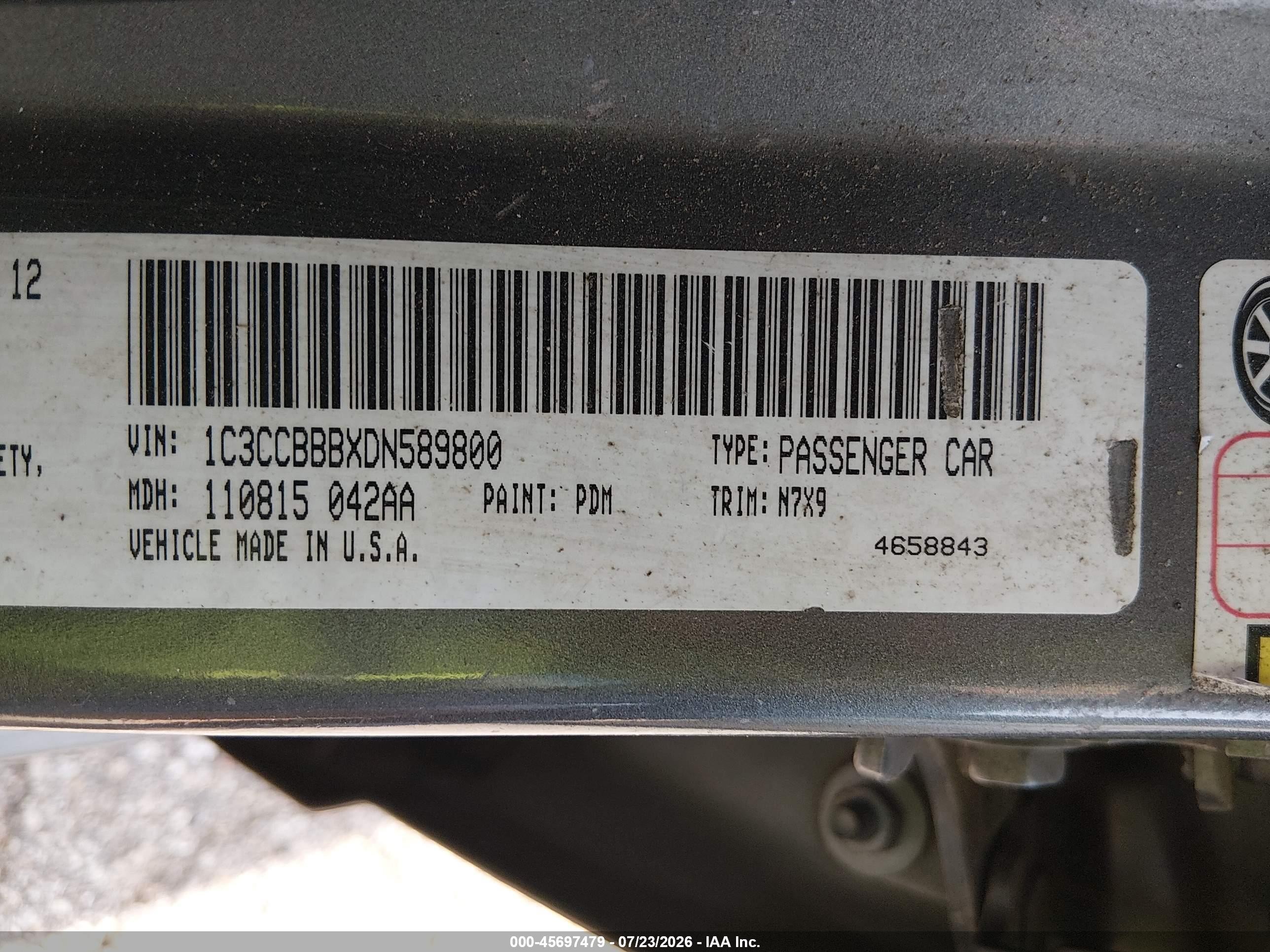 2013 Chrysler 200 Touring Gray vin: 1C3CCBBBXDN589800