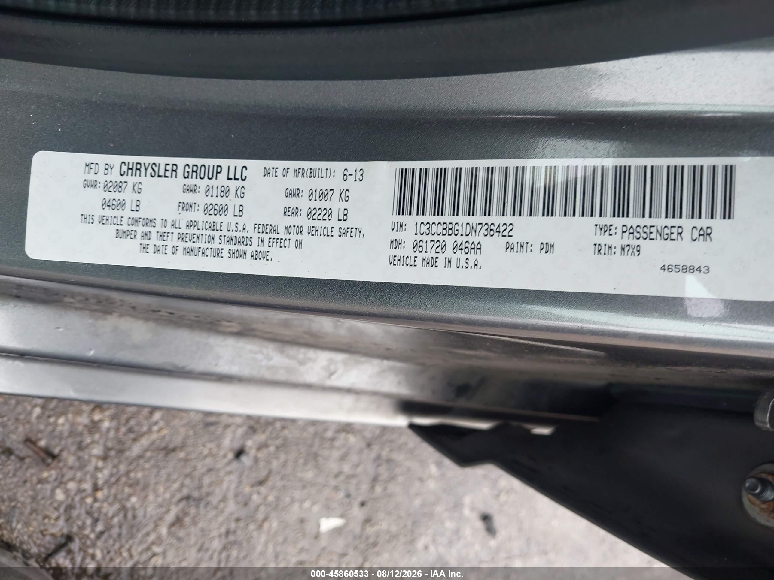 2013 Chrysler 200 Touring Gray vin: 1C3CCBBG1DN736422