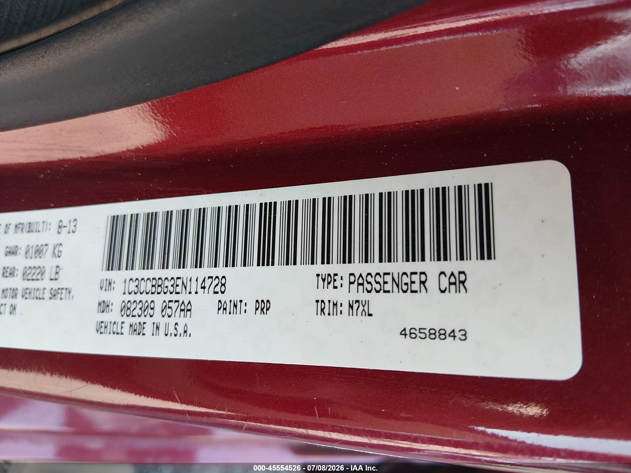 2014 Chrysler 200 Touring Red vin: 1C3CCBBG3EN114728