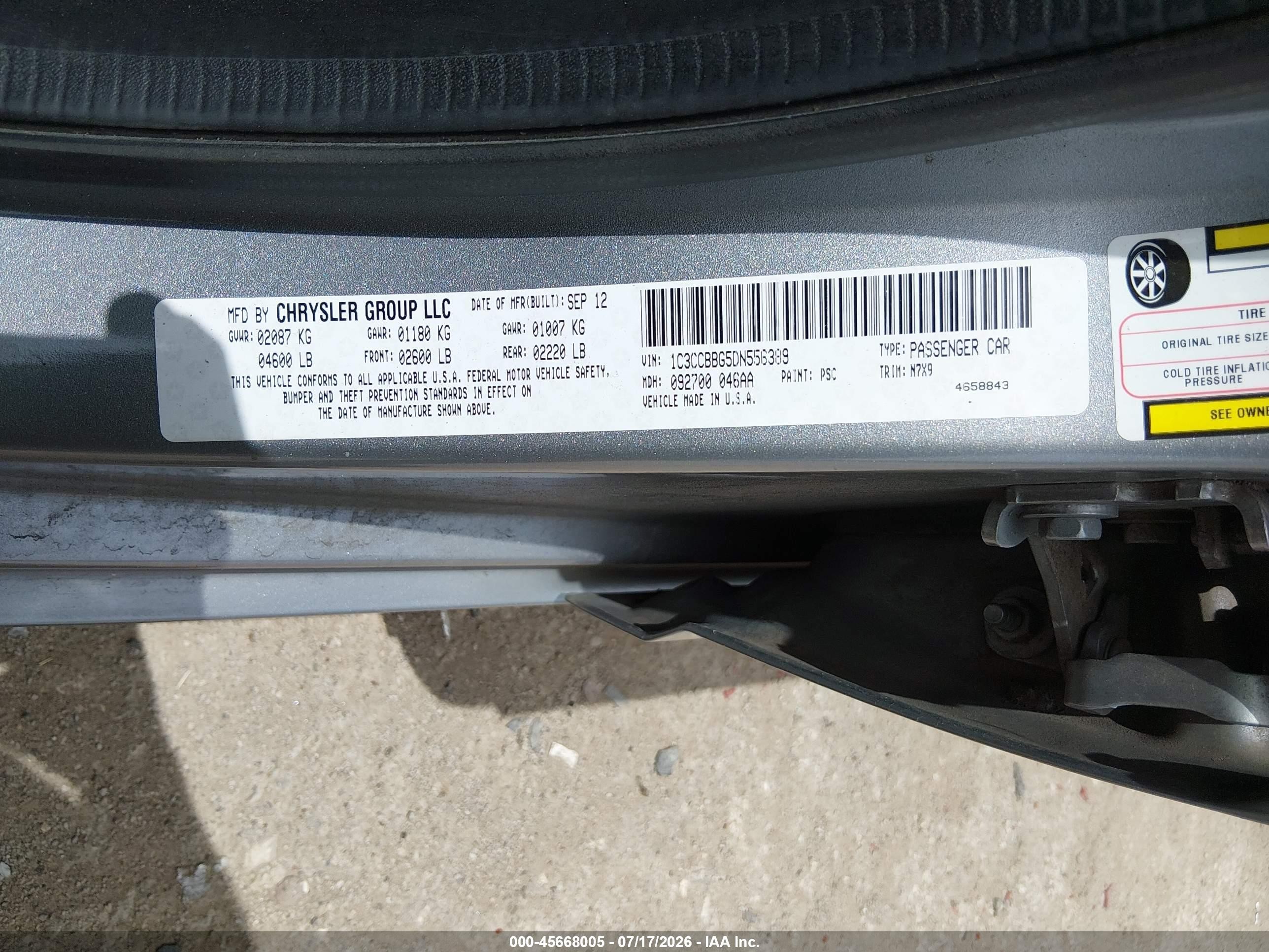 2013 Chrysler 200 Touring Gray vin: 1C3CCBBG5DN556389