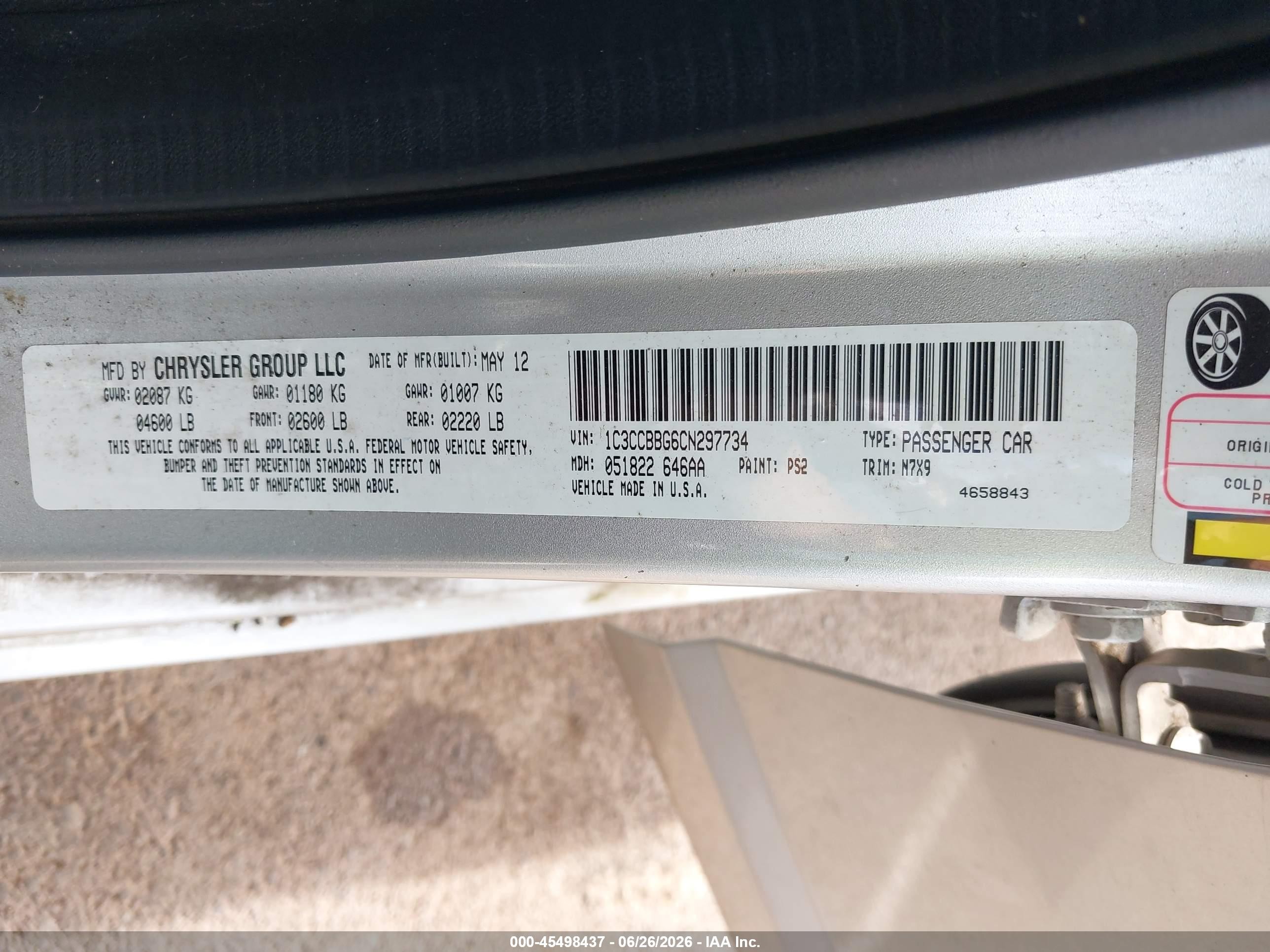 2012 Chrysler 200 Touring Silver vin: 1C3CCBBG6CN297734