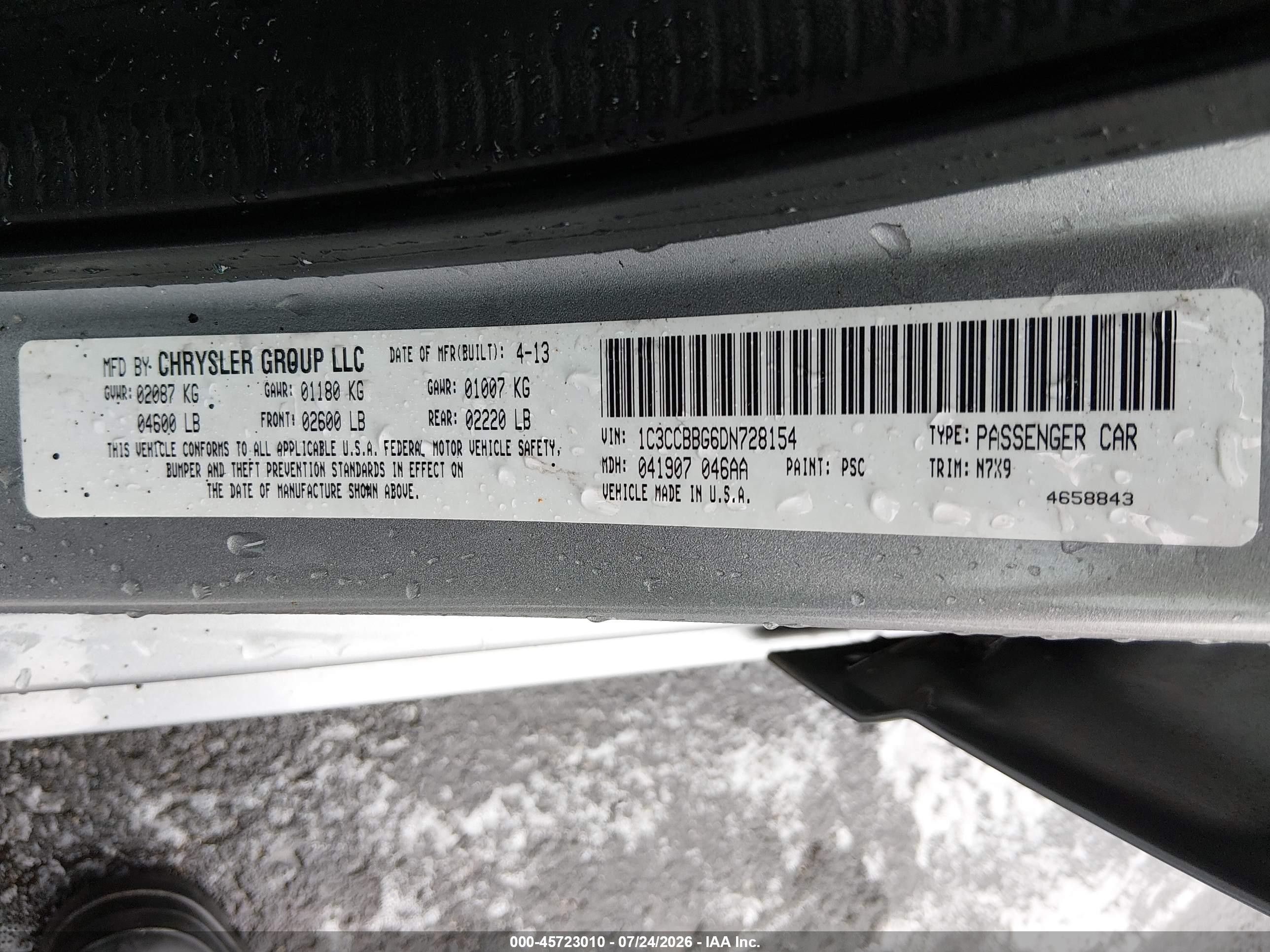 2013 Chrysler 200 Touring Silver vin: 1C3CCBBG6DN728154