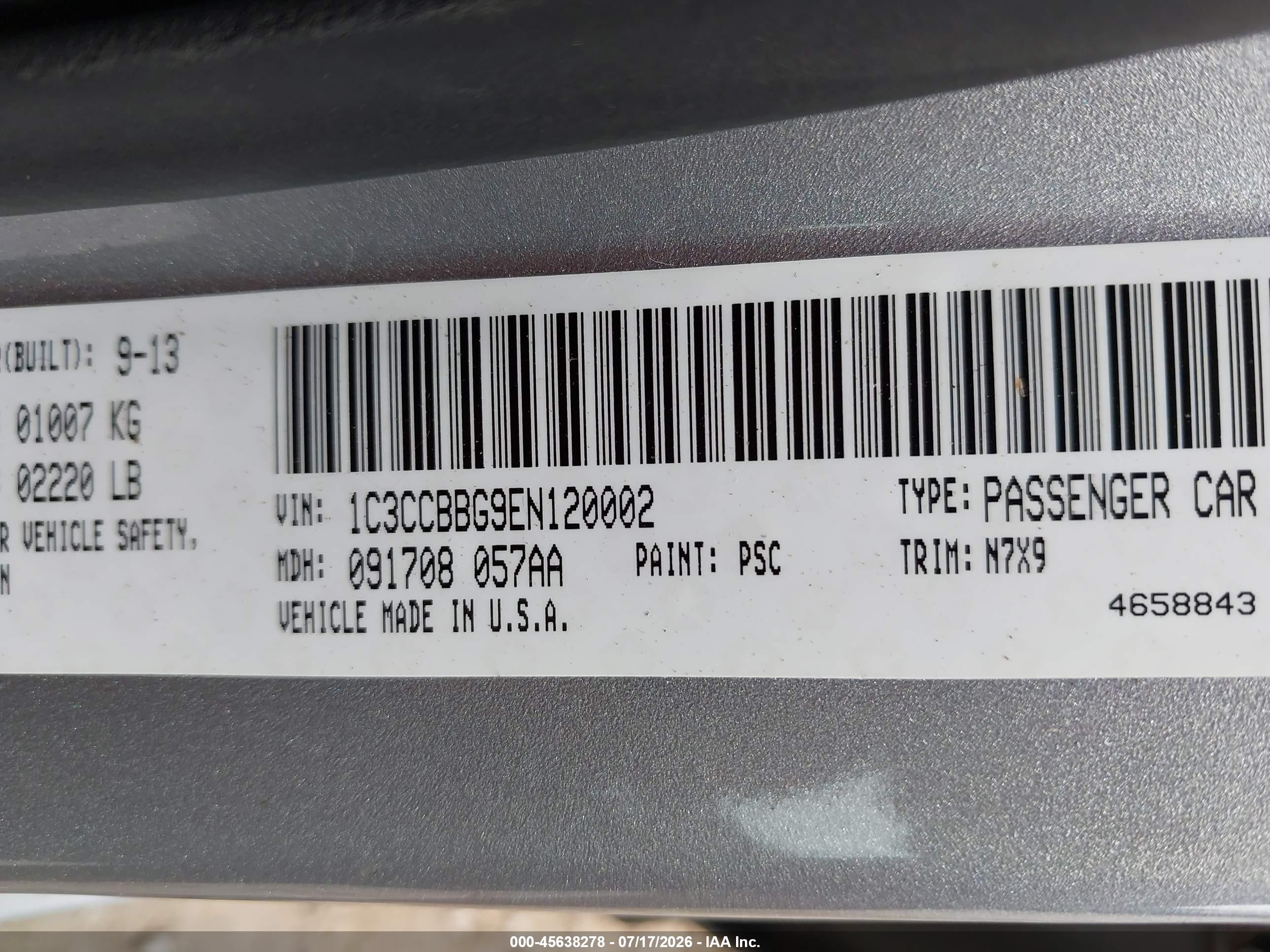 2014 Chrysler 200 Touring Gray vin: 1C3CCBBG9EN120002