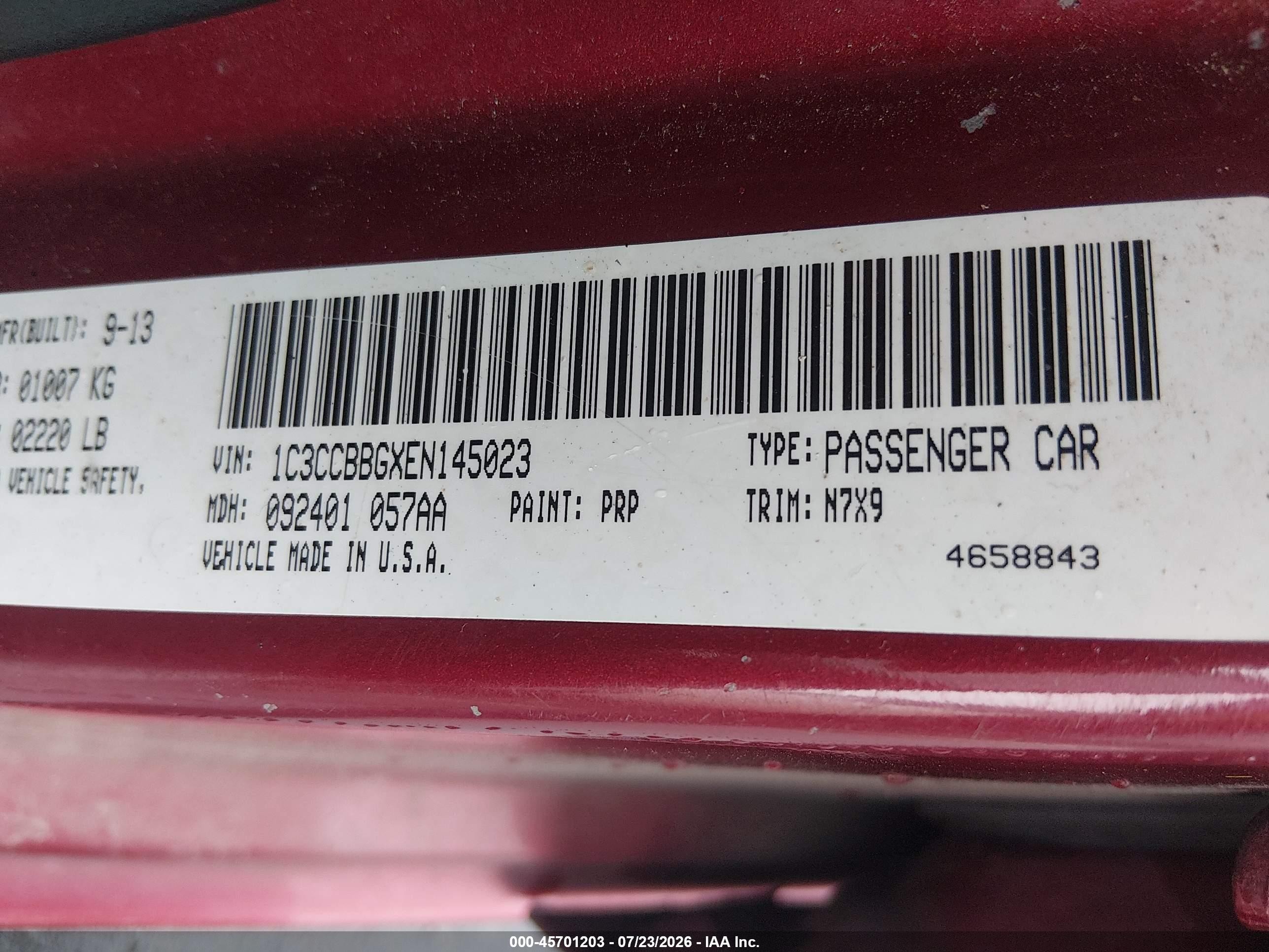 2014 Chrysler 200 Touring Red vin: 1C3CCBBGXEN145023