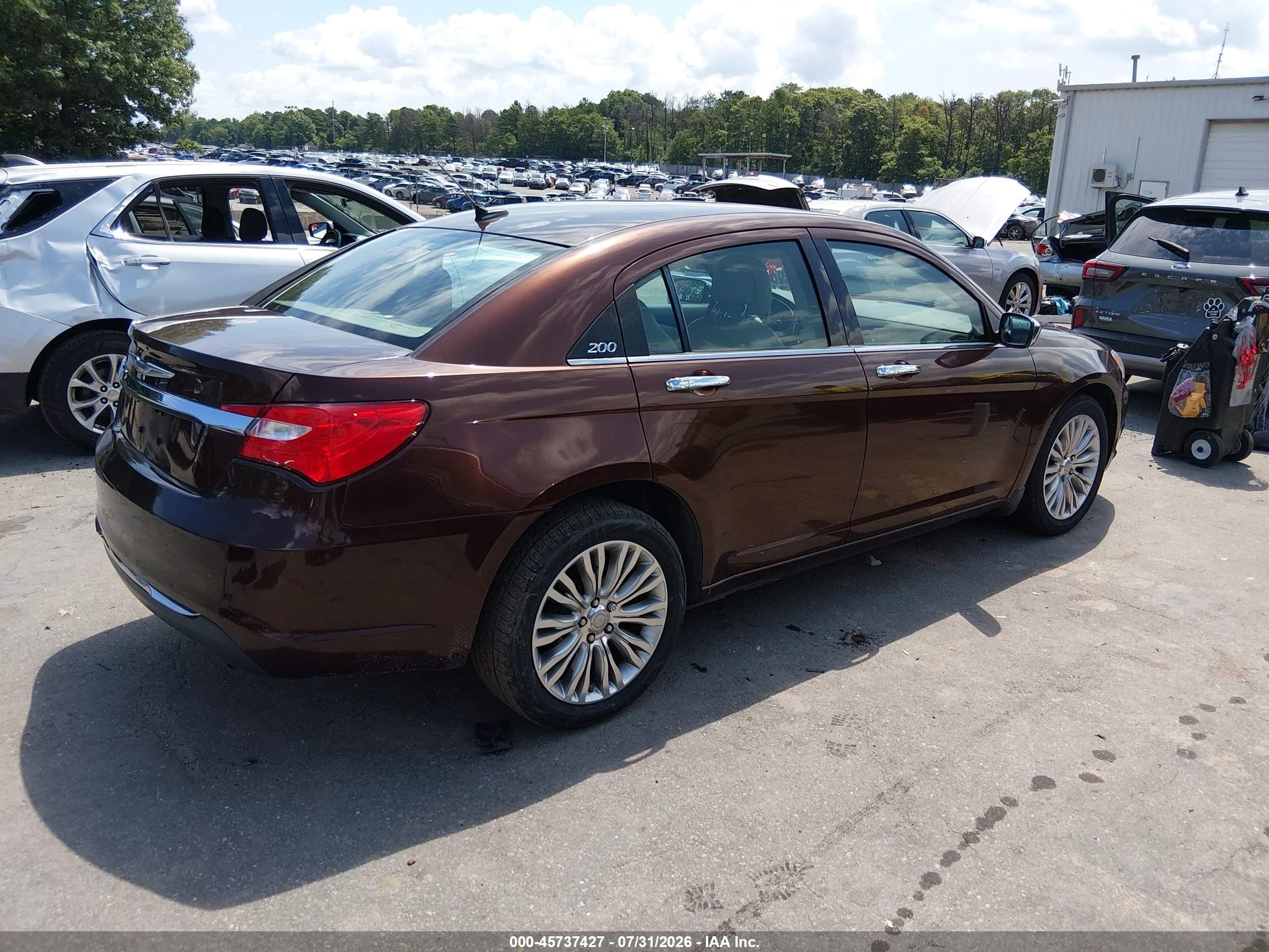 2012 Chrysler 200 Limited Коричневый vin: 1C3CCBCB0CN169606