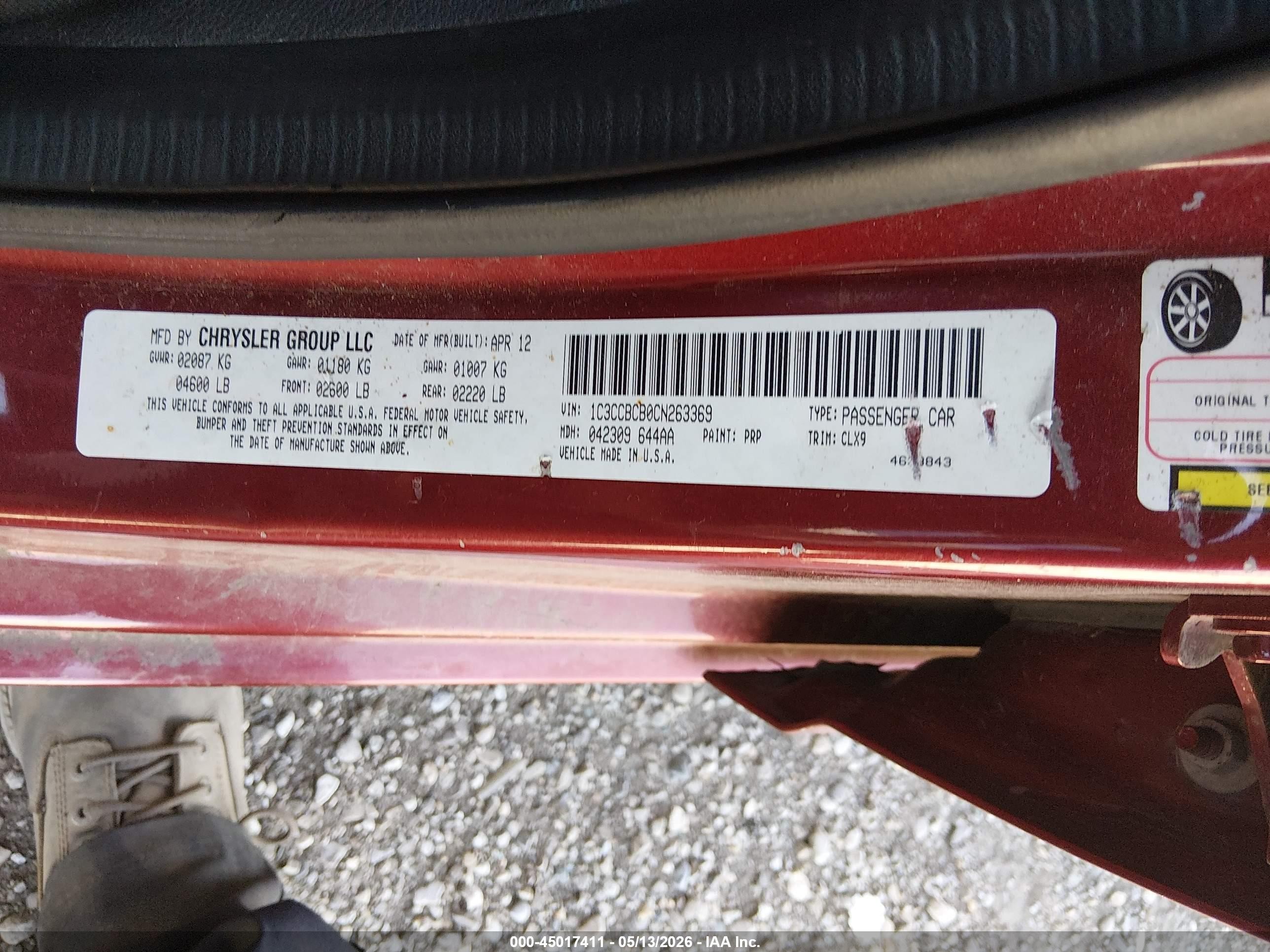 2012 Chrysler 200 Limited Red vin: 1C3CCBCB0CN263369