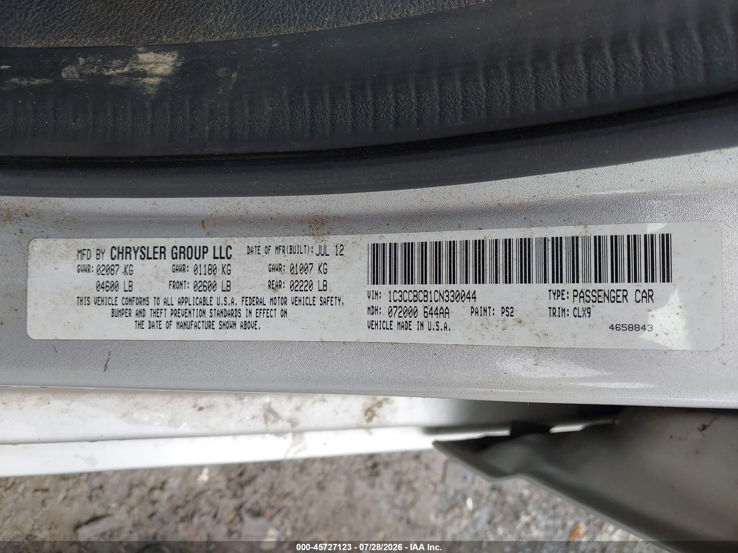 2012 Chrysler 200 Limited Silver vin: 1C3CCBCB1CN330044