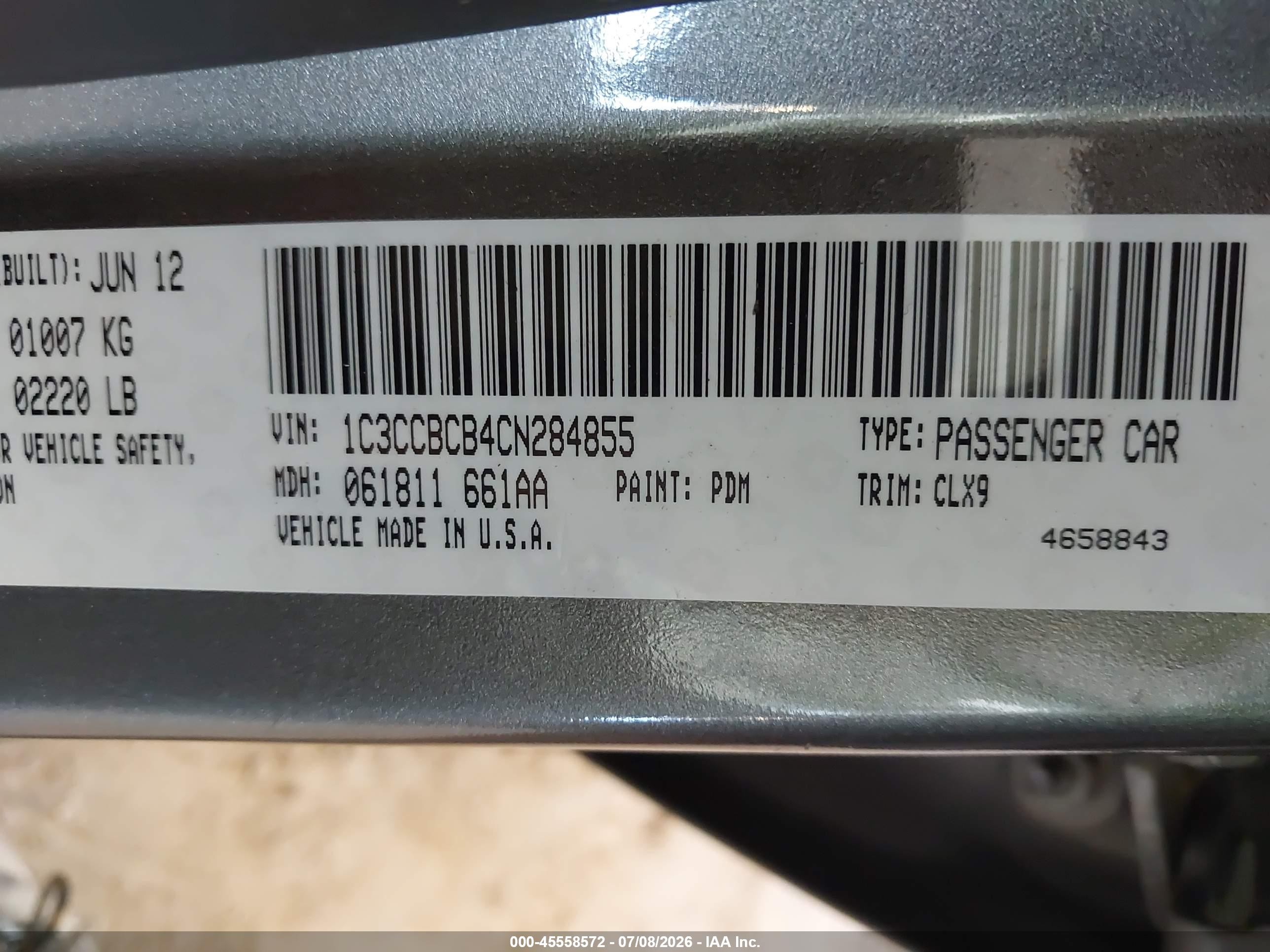 2012 Chrysler 200 Limited Gray vin: 1C3CCBCB4CN284855
