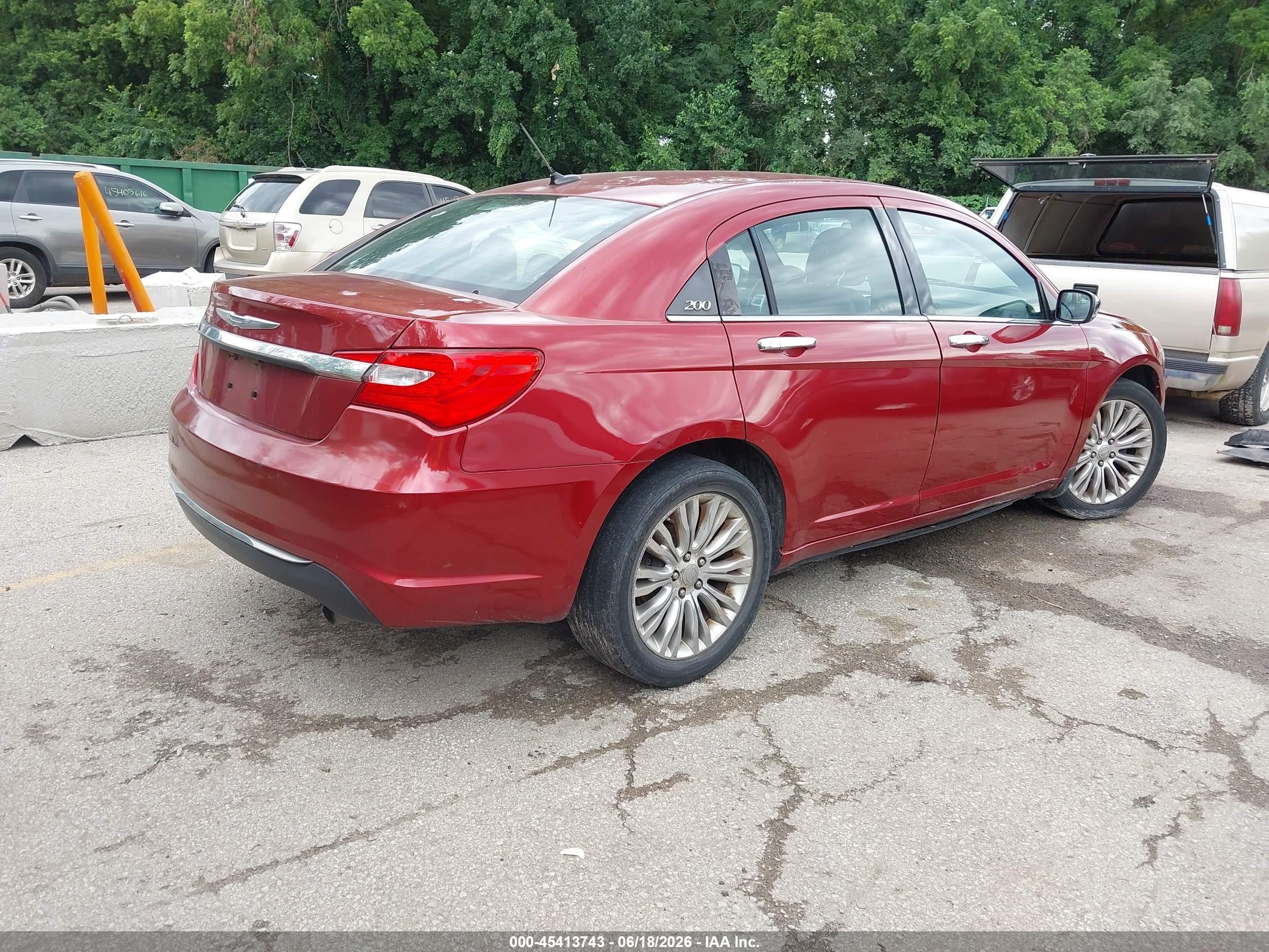 2012 Chrysler 200 Limited Red vin: 1C3CCBCB5CN143227