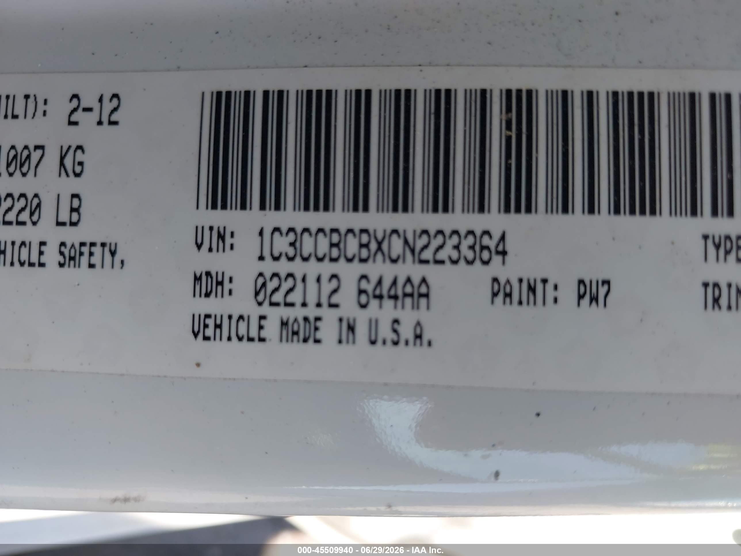 2012 Chrysler 200 Limited White vin: 1C3CCBCBXCN223364