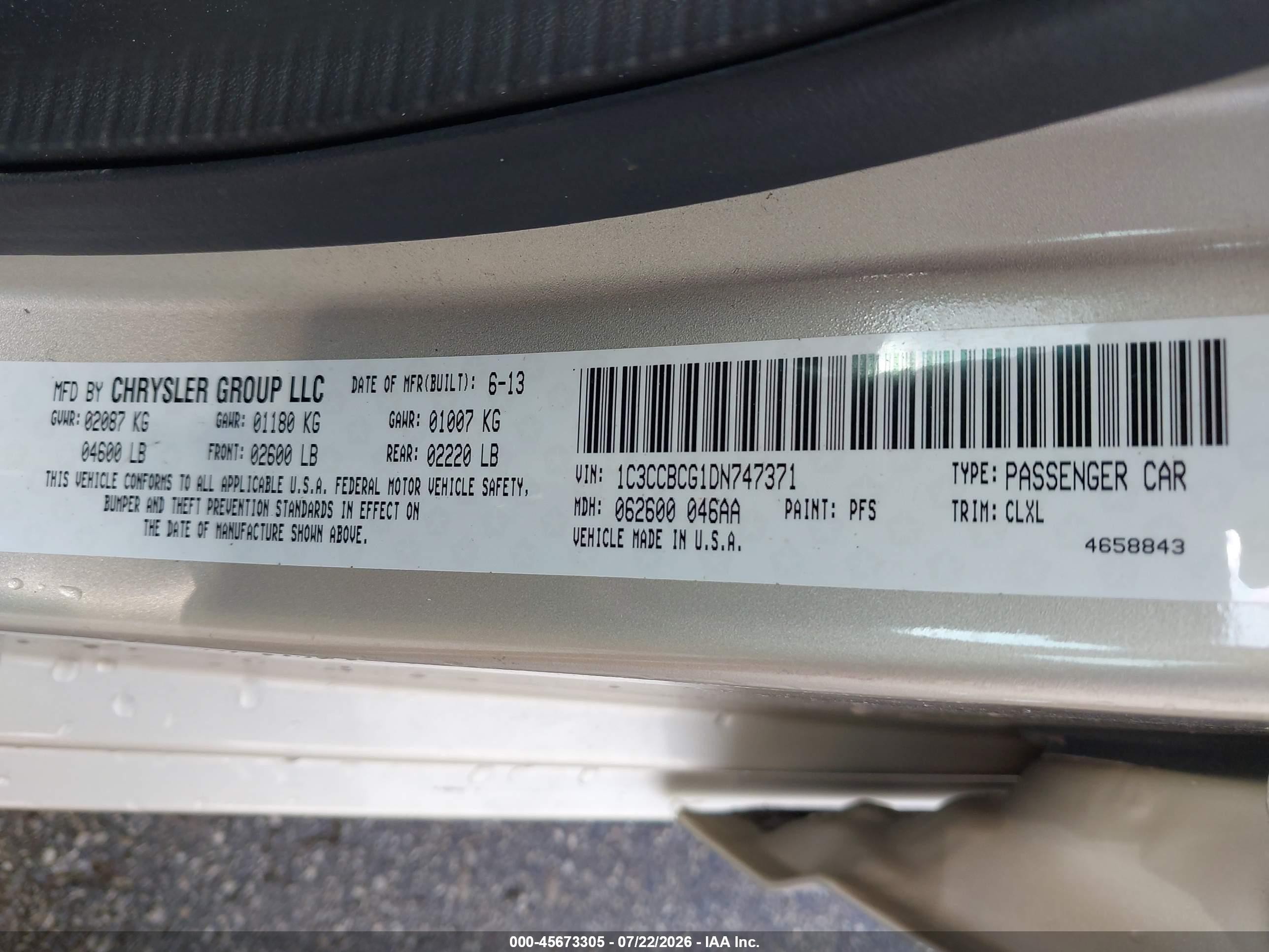 2013 Chrysler 200 Limited Silver vin: 1C3CCBCG1DN747371