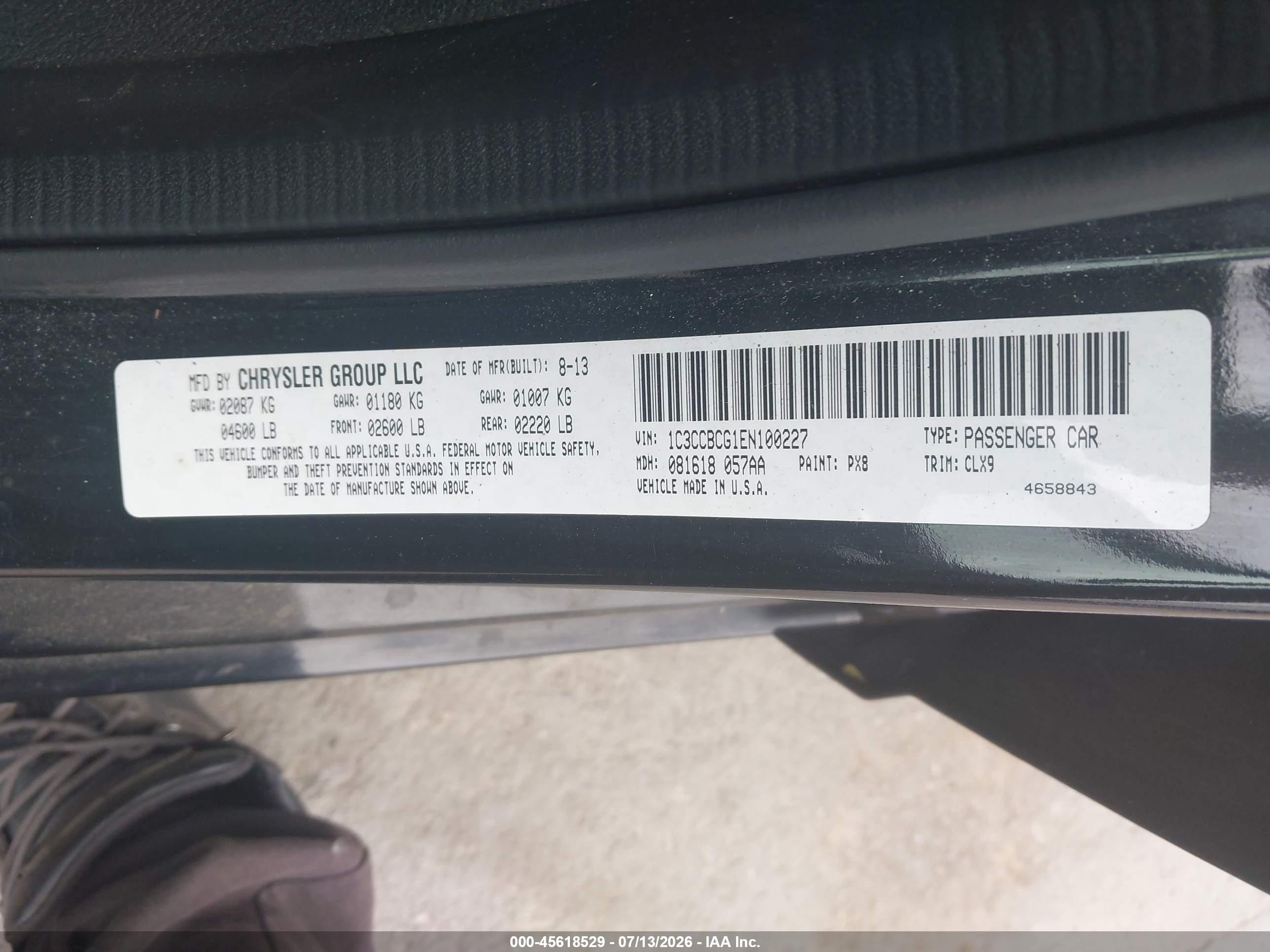 2014 Chrysler 200 Limited Black vin: 1C3CCBCG1EN100227