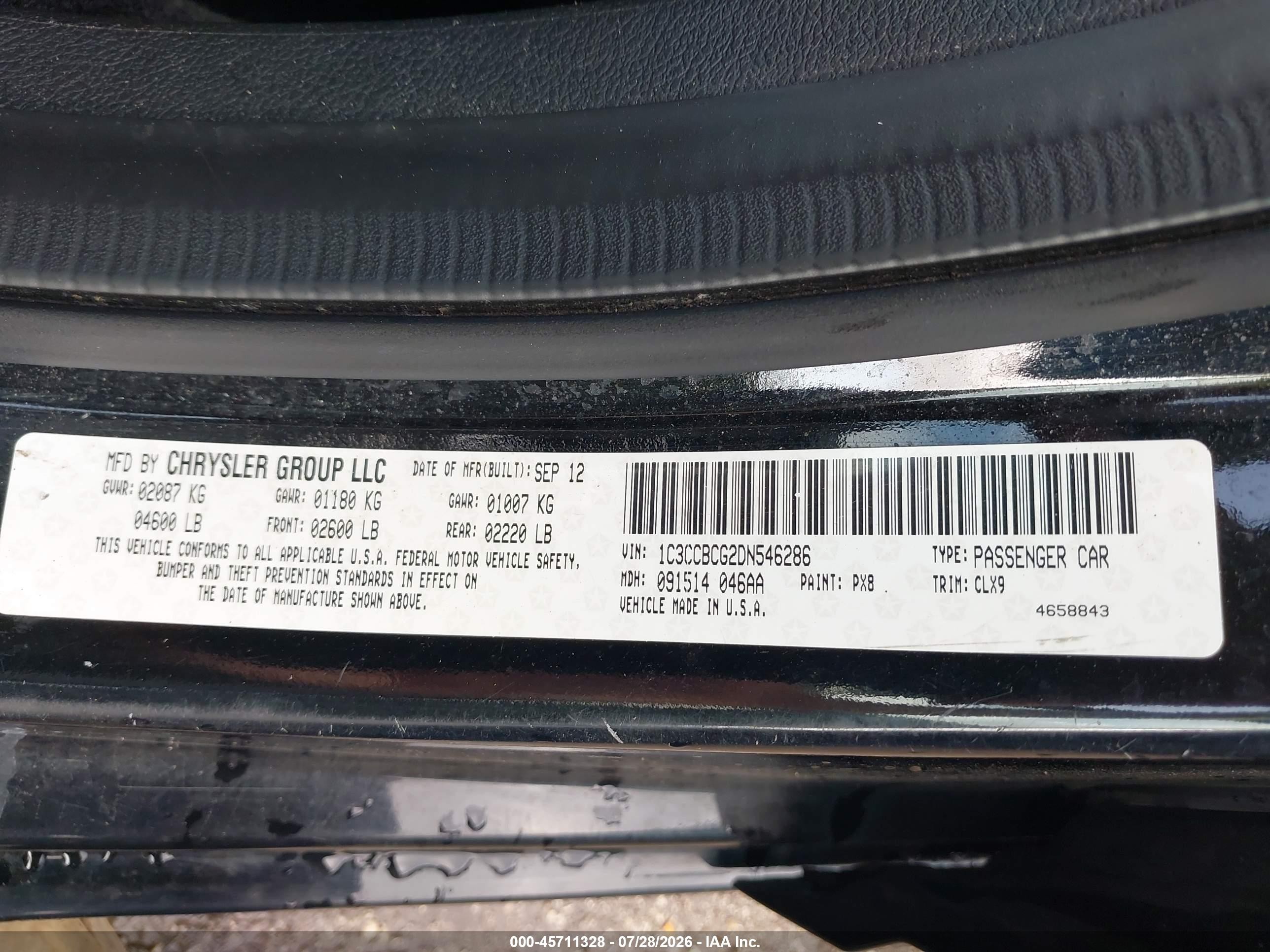 2013 Chrysler 200 Limited Black vin: 1C3CCBCG2DN546286