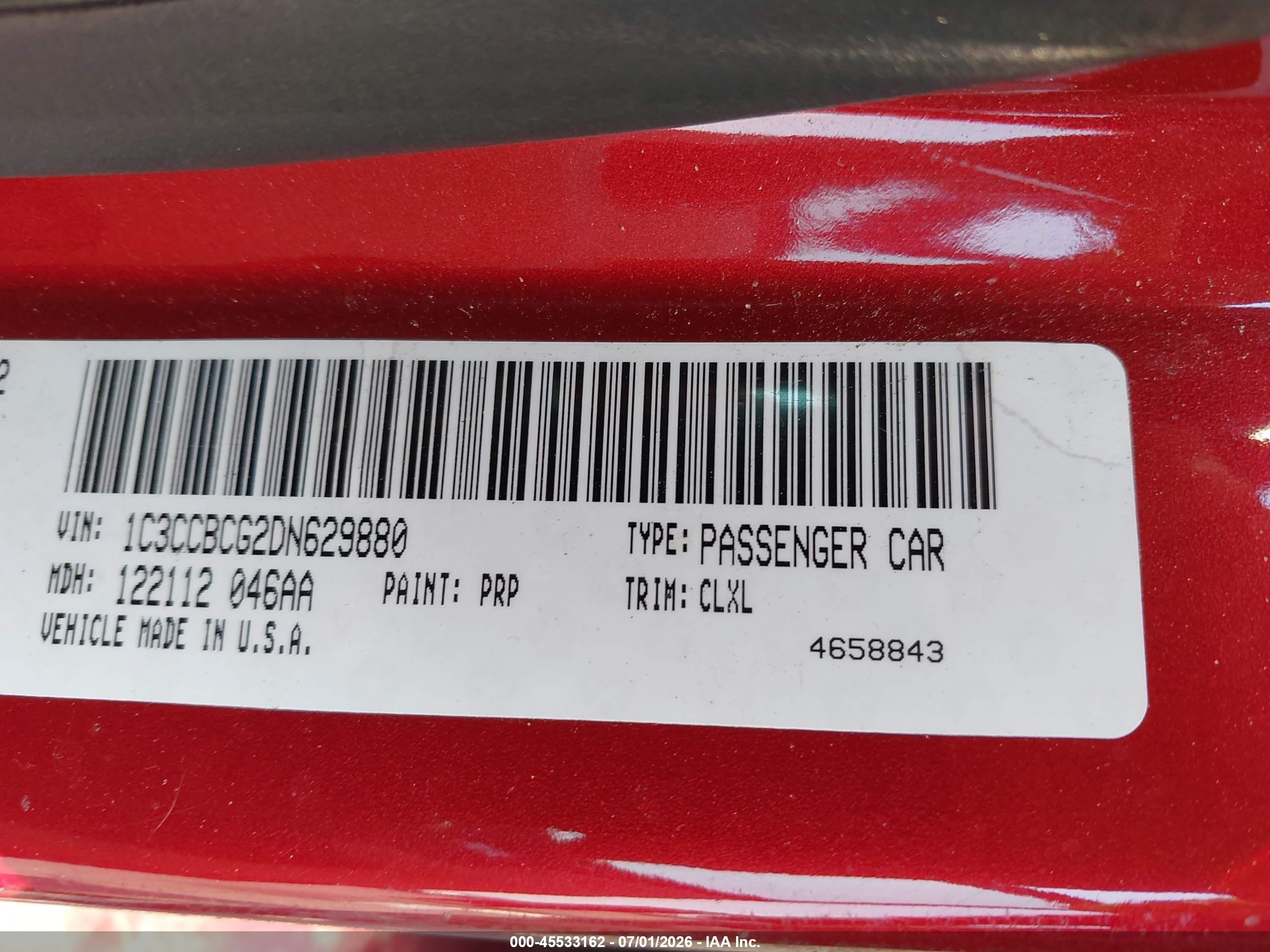 2013 Chrysler 200 Limited Red vin: 1C3CCBCG2DN629880