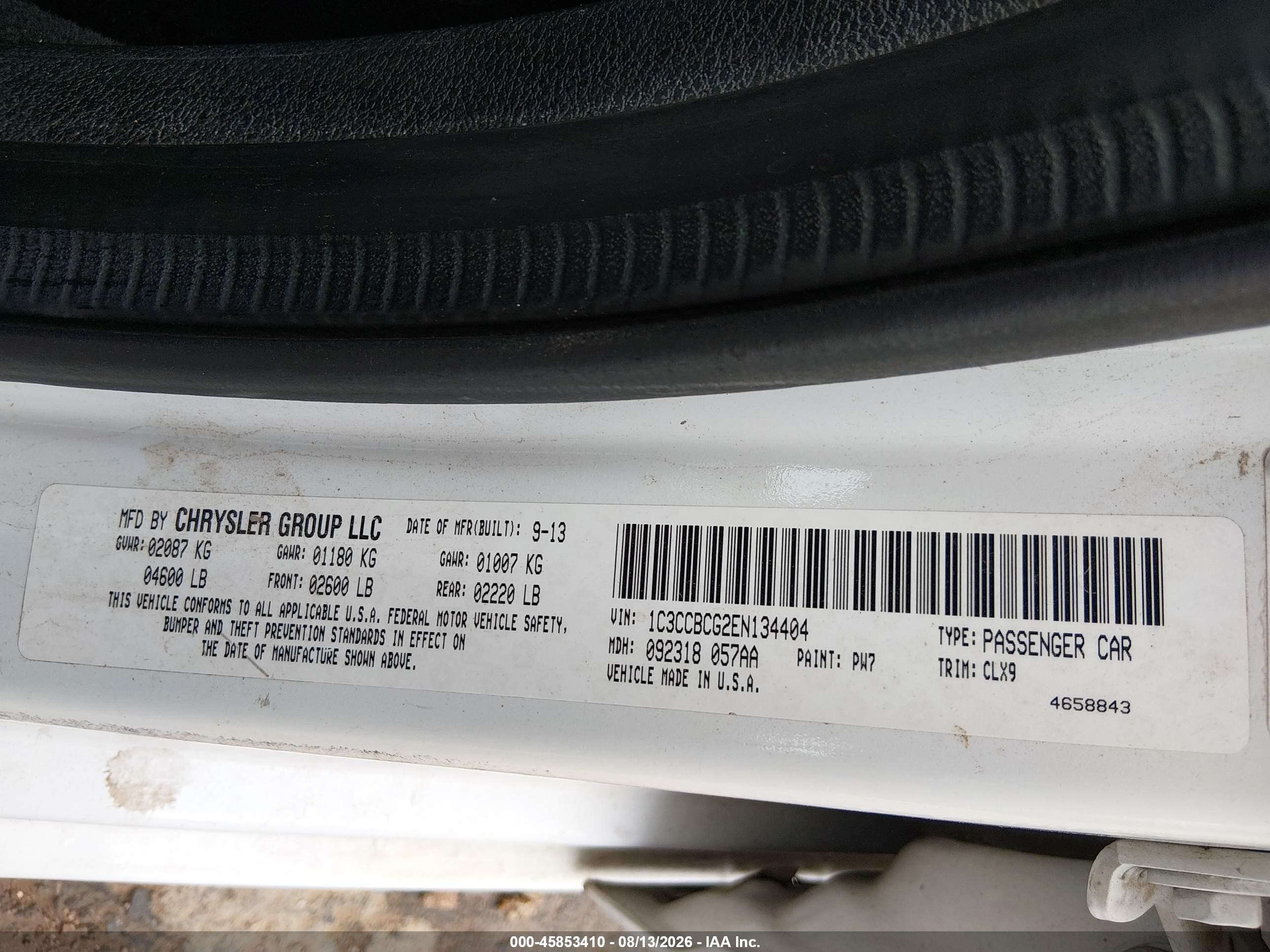 2014 Chrysler 200 Limited White vin: 1C3CCBCG2EN134404