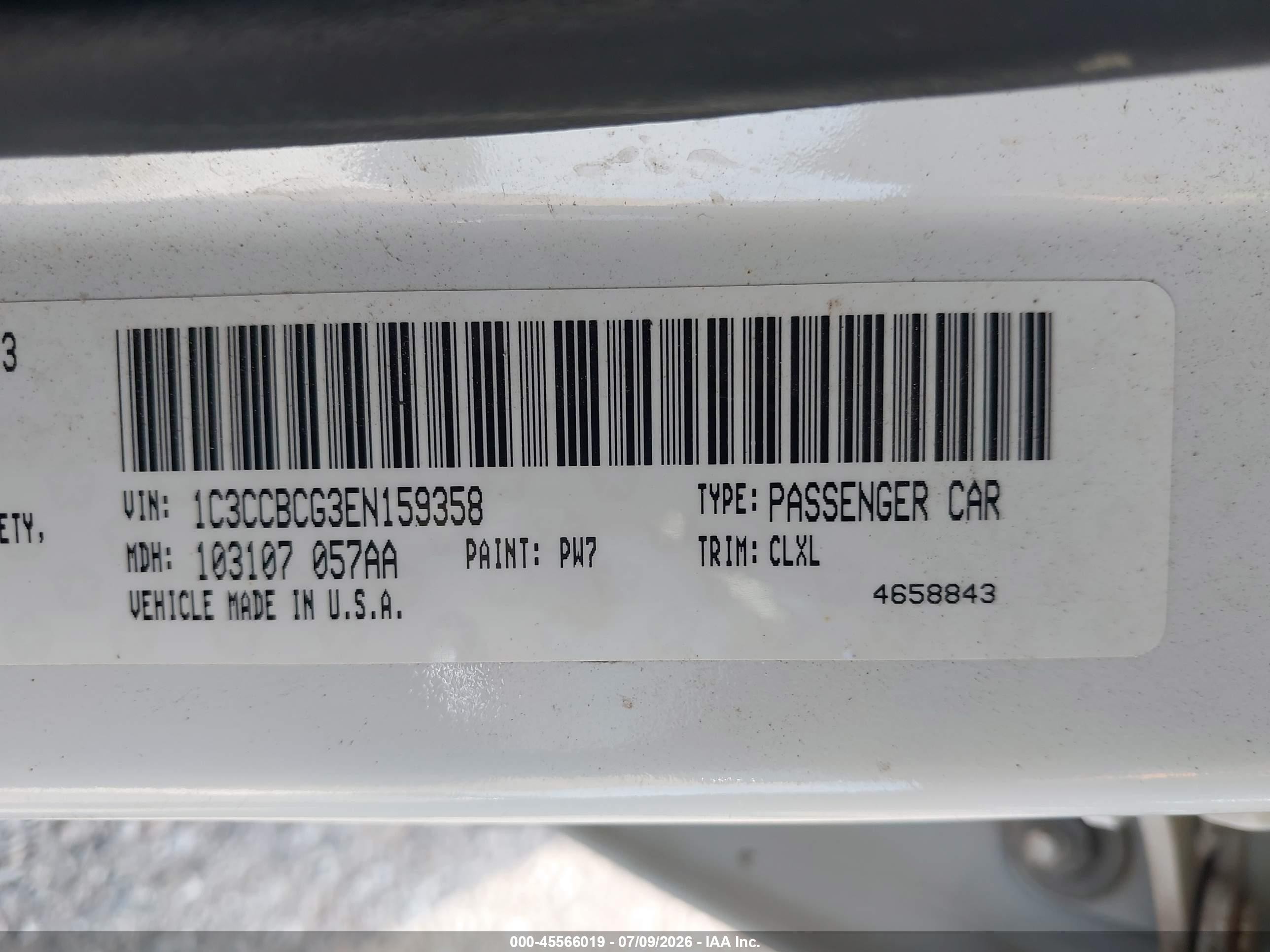 2014 Chrysler 200 Limited White vin: 1C3CCBCG3EN159358