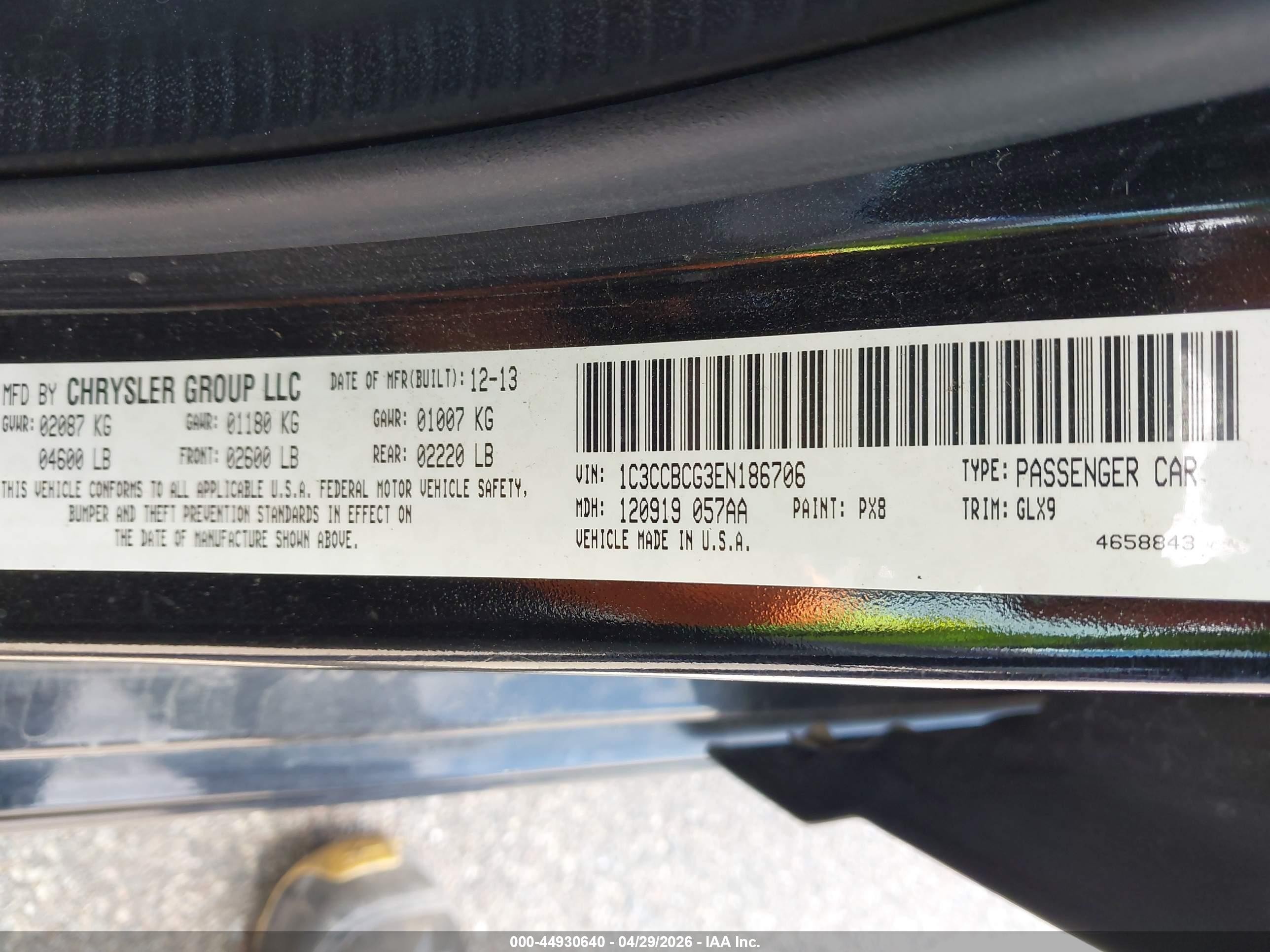 2014 Chrysler 200 Limited Black vin: 1C3CCBCG3EN186706