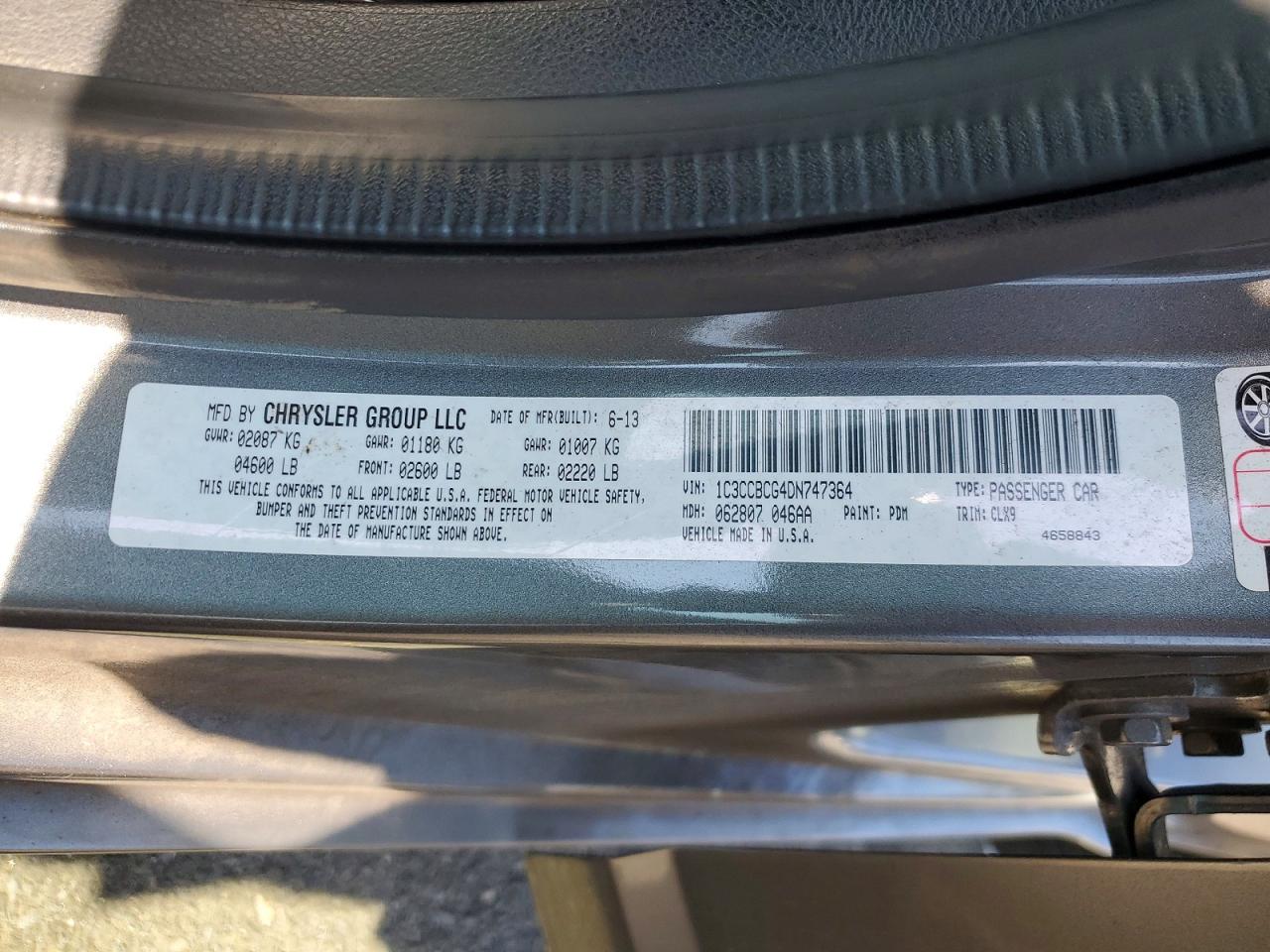 2013 Chrysler 200 Limited Gray vin: 1C3CCBCG4DN747364