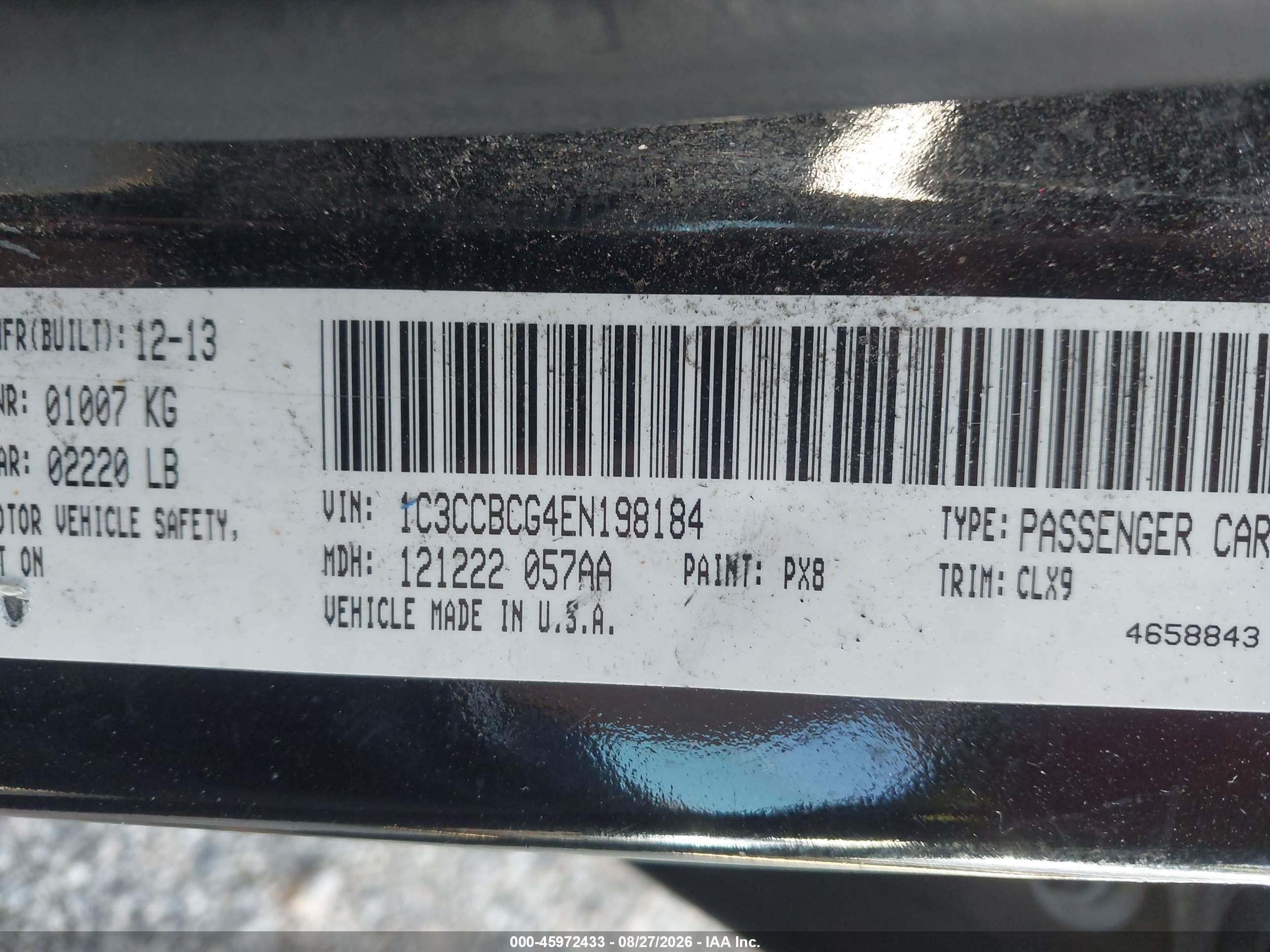2014 Chrysler 200 Limited Black vin: 1C3CCBCG4EN198184