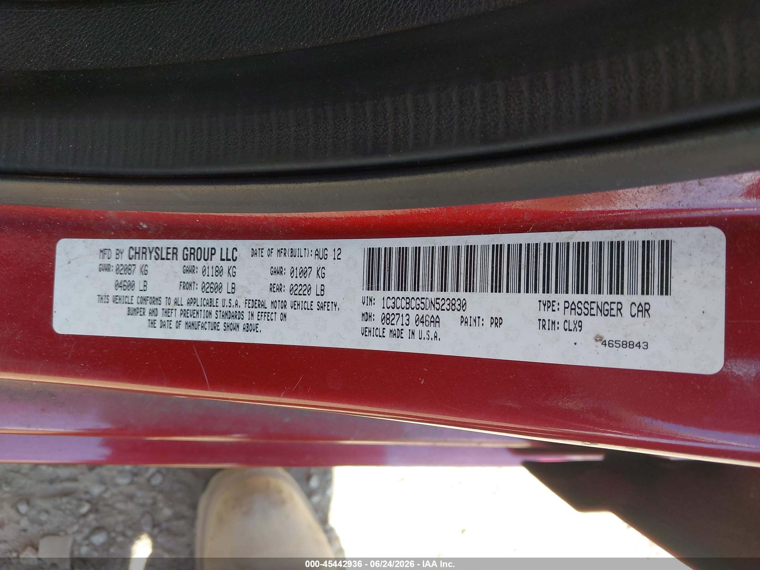 2013 Chrysler 200 Limited Red vin: 1C3CCBCG5DN523830