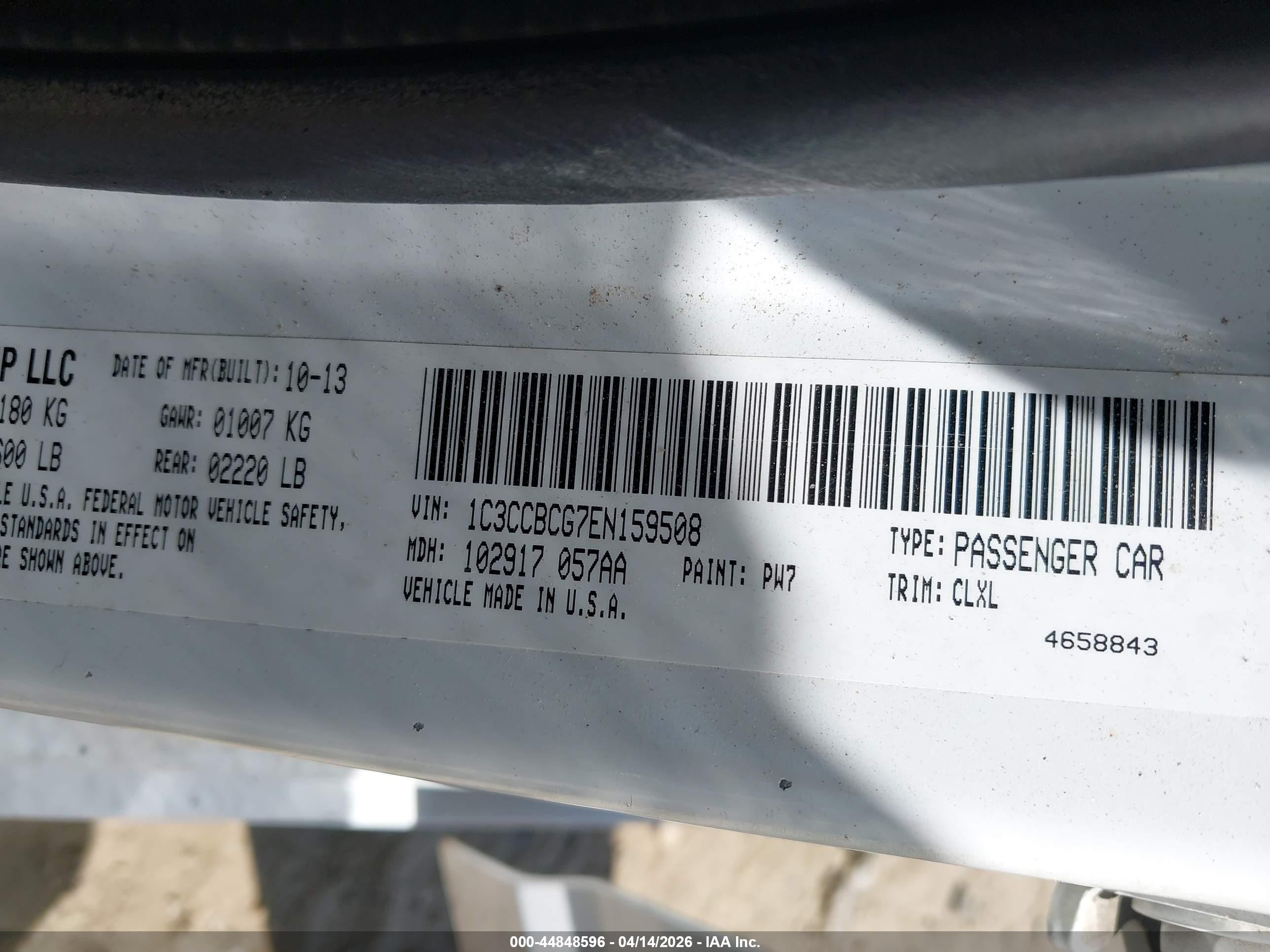 2014 Chrysler 200 Limited White vin: 1C3CCBCG7EN159508