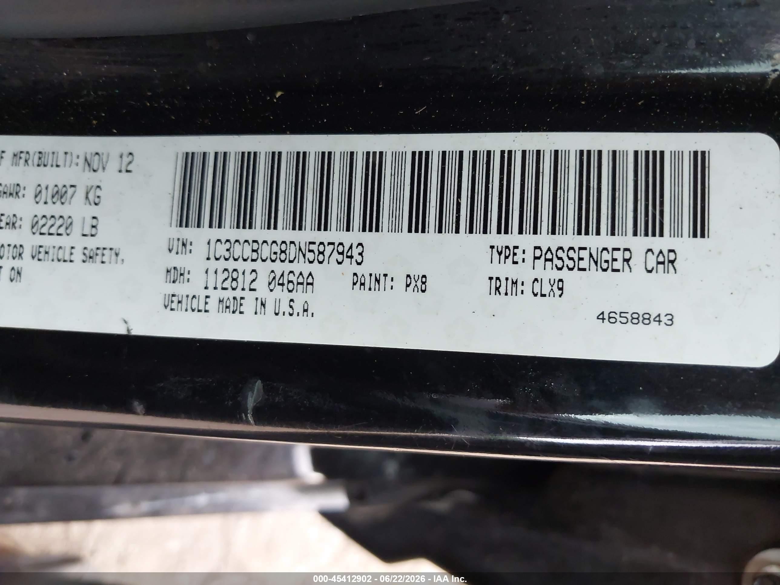2013 Chrysler 200 Limited Black vin: 1C3CCBCG8DN587943