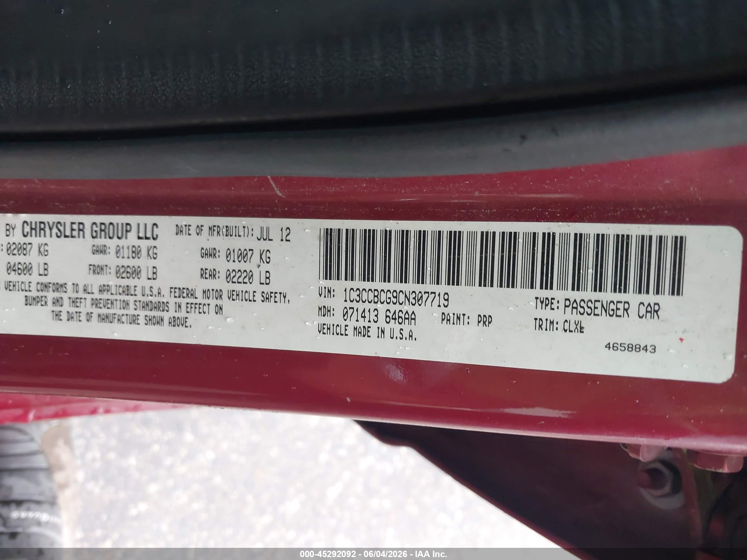 2012 Chrysler 200 Limited Красный vin: 1C3CCBCG9CN307719