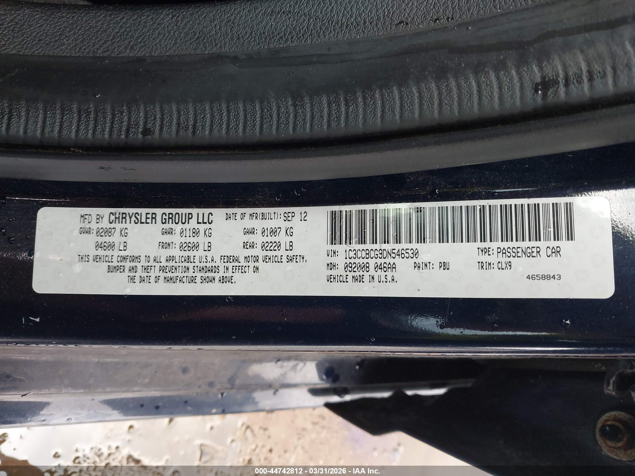 2013 Chrysler 200 Limited Navy vin: 1C3CCBCG9DN546530