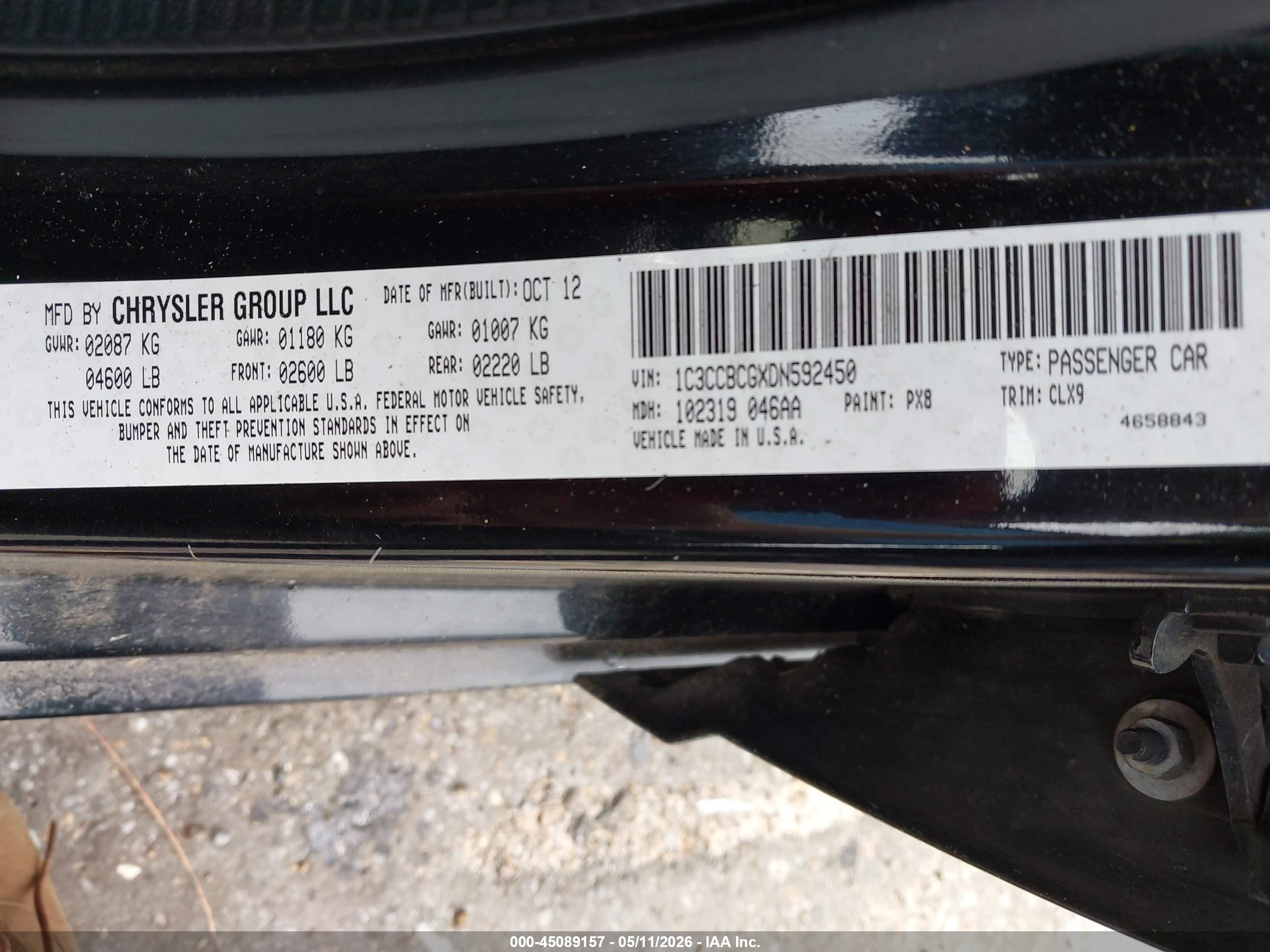 2013 Chrysler 200 Limited Black vin: 1C3CCBCGXDN592450