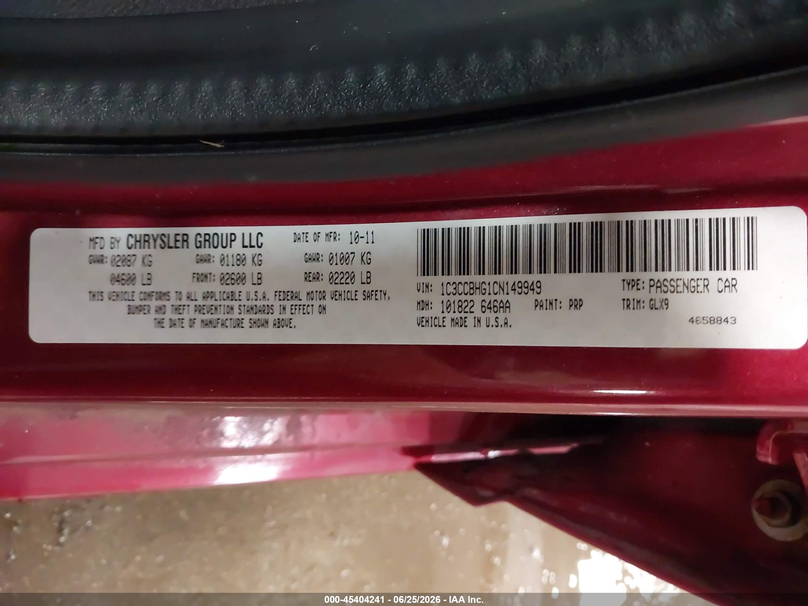 2012 Chrysler 200 S Red vin: 1C3CCBHG1CN149949