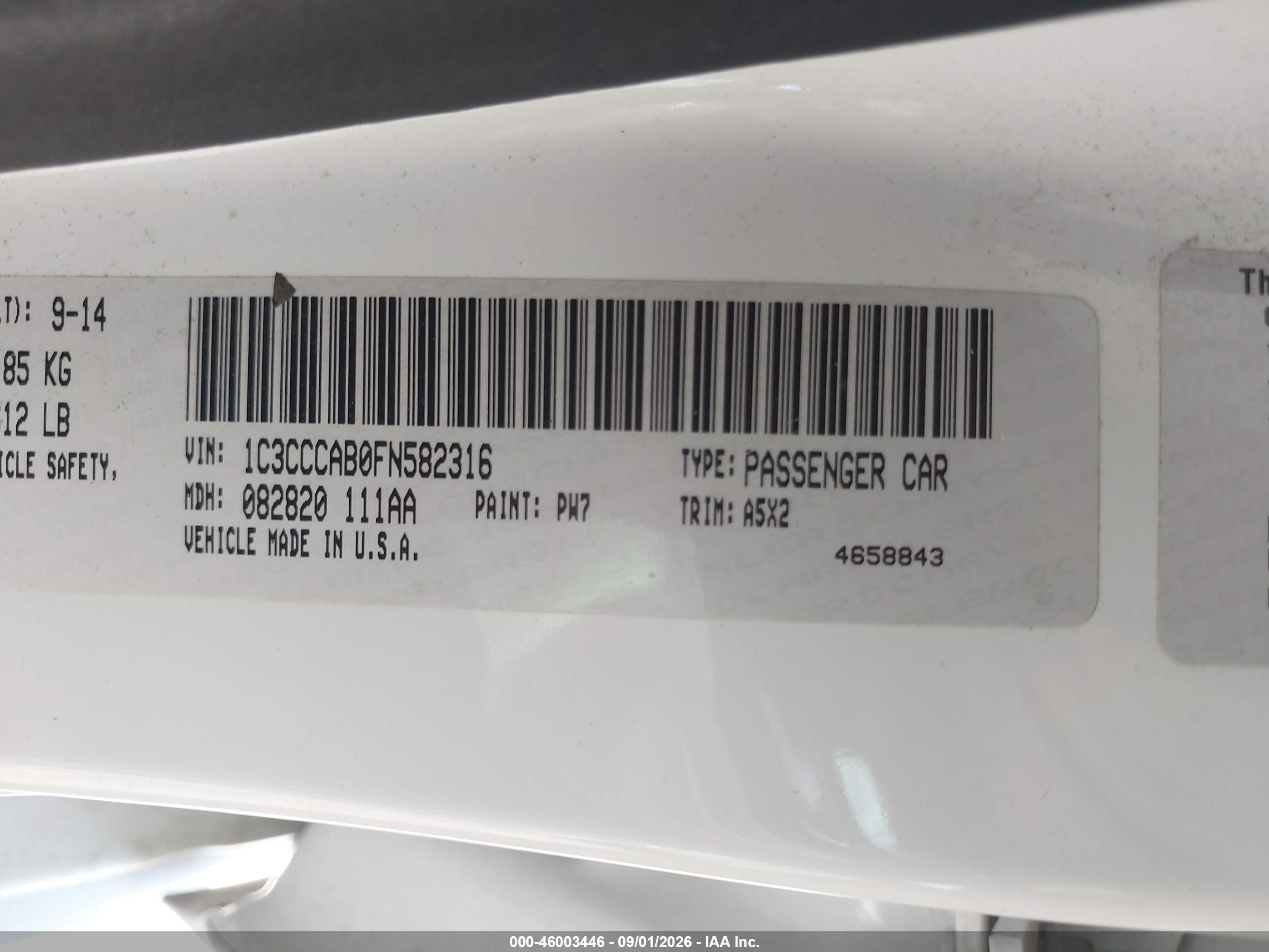 2015 Chrysler 200 Limited White vin: 1C3CCCAB0FN582316