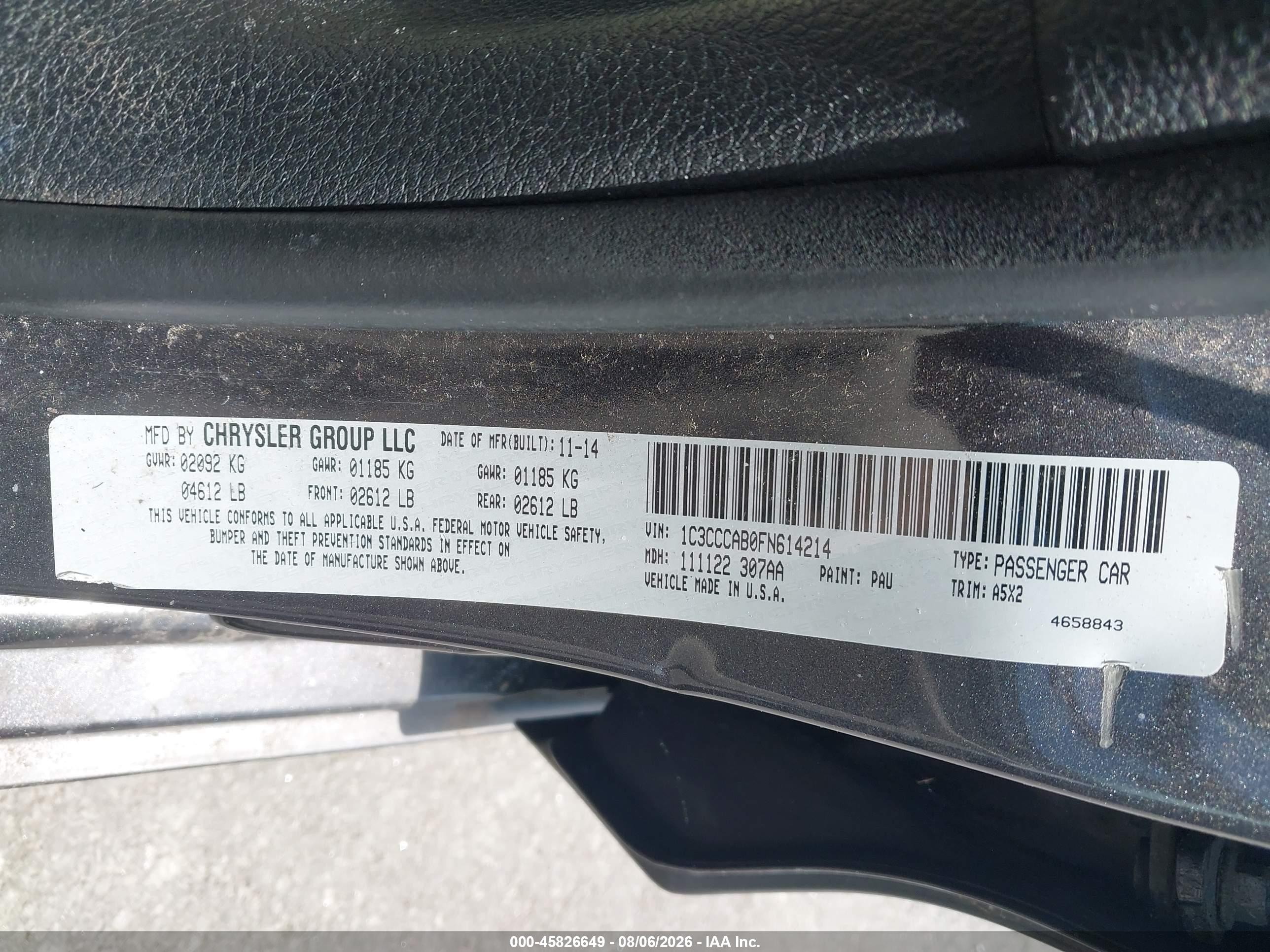 2015 Chrysler 200 Limited Gray vin: 1C3CCCAB0FN614214