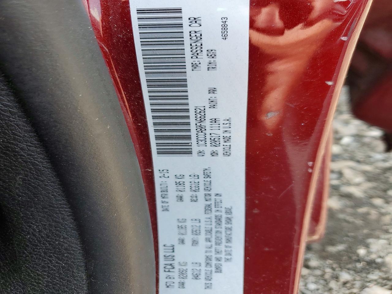 2015 Chrysler 200 Limited Red vin: 1C3CCCAB0FN662621