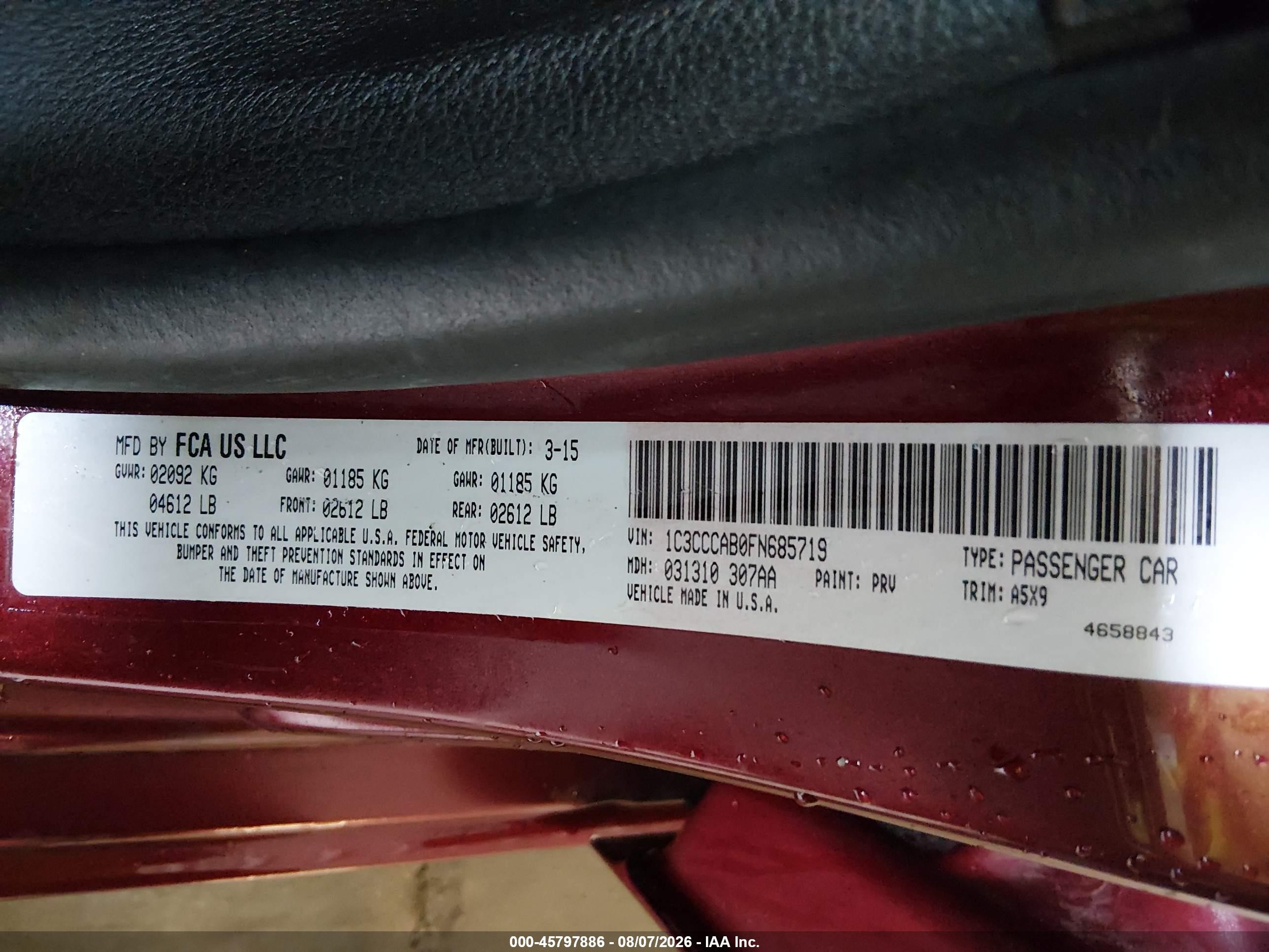 2015 Chrysler 200 Limited Red vin: 1C3CCCAB0FN685719