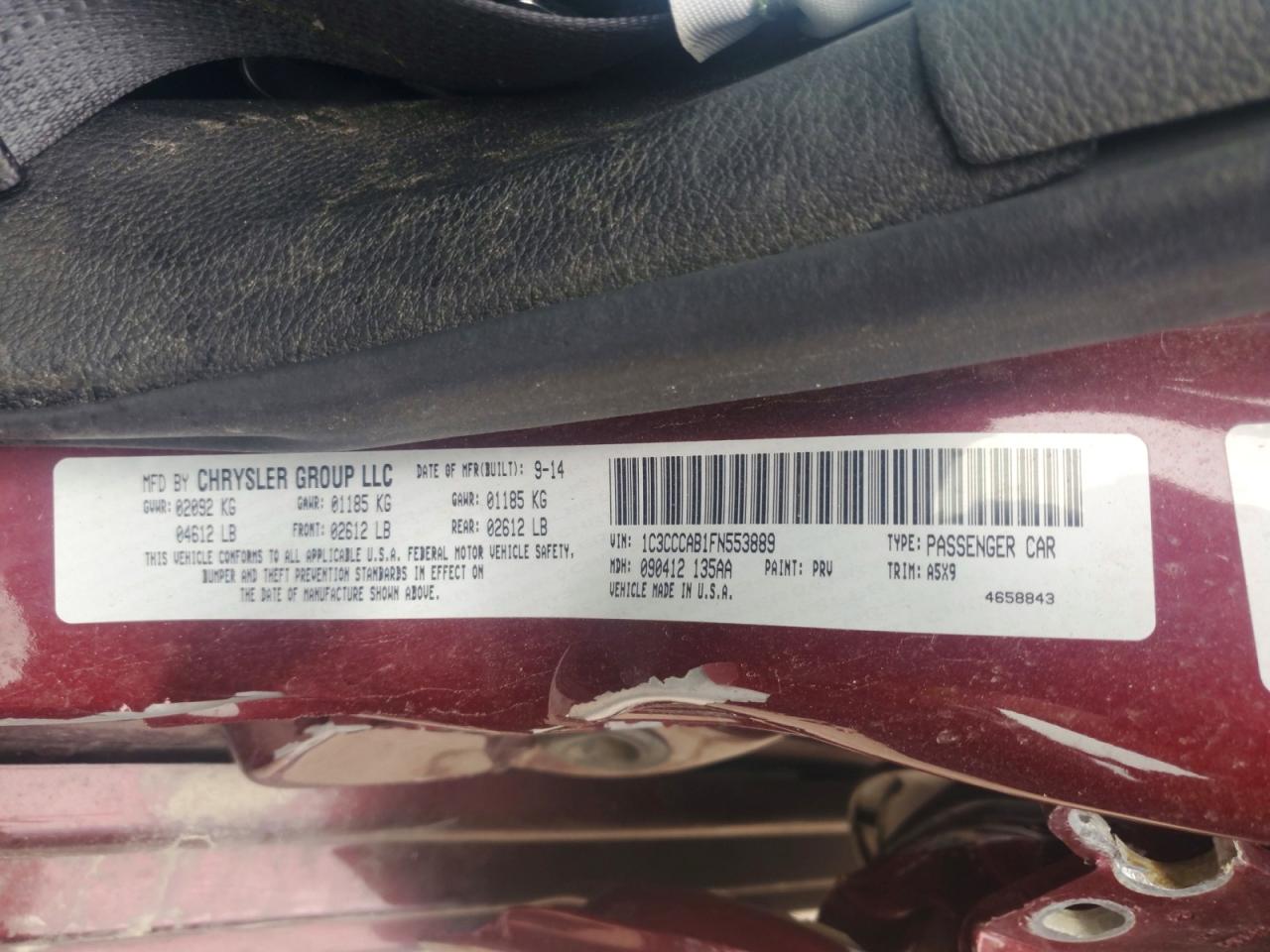 2015 Chrysler 200 Limited Burgundy vin: 1C3CCCAB1FN553889