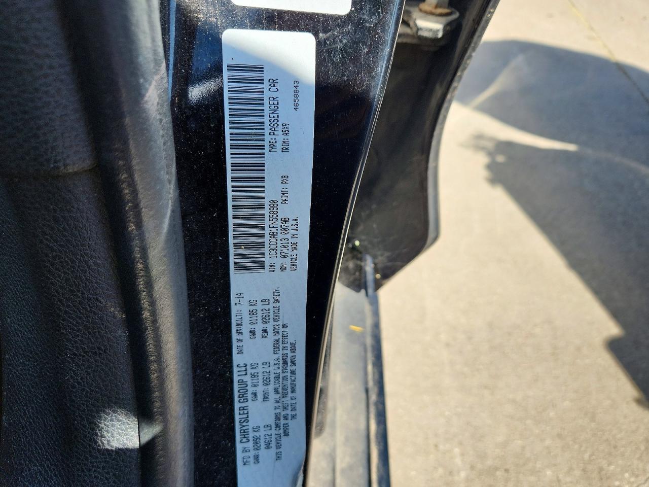 2015 Chrysler 200 Limited Черный vin: 1C3CCCAB1FN558980
