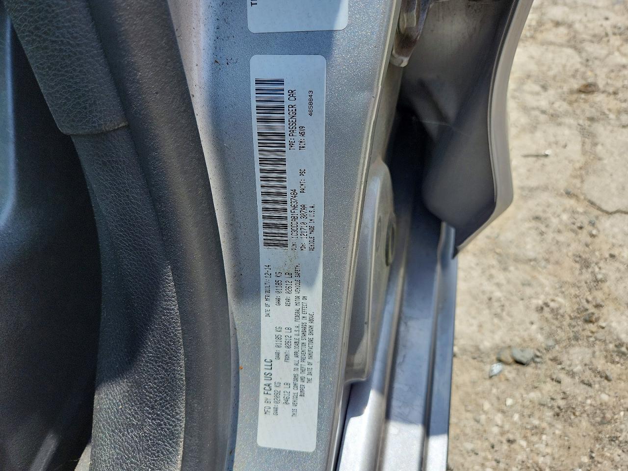 2015 Chrysler 200 Limited Серебряный vin: 1C3CCCAB1FN637484