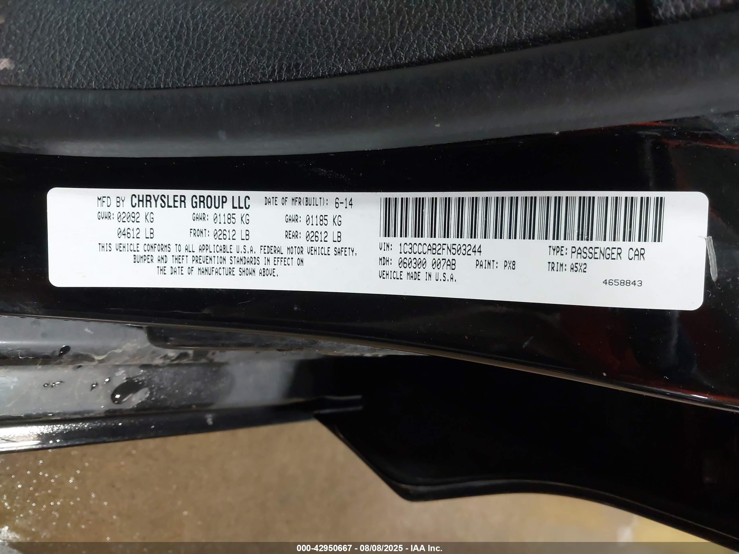 2015 Chrysler 200 Limited Black vin: 1C3CCCAB2FN503244