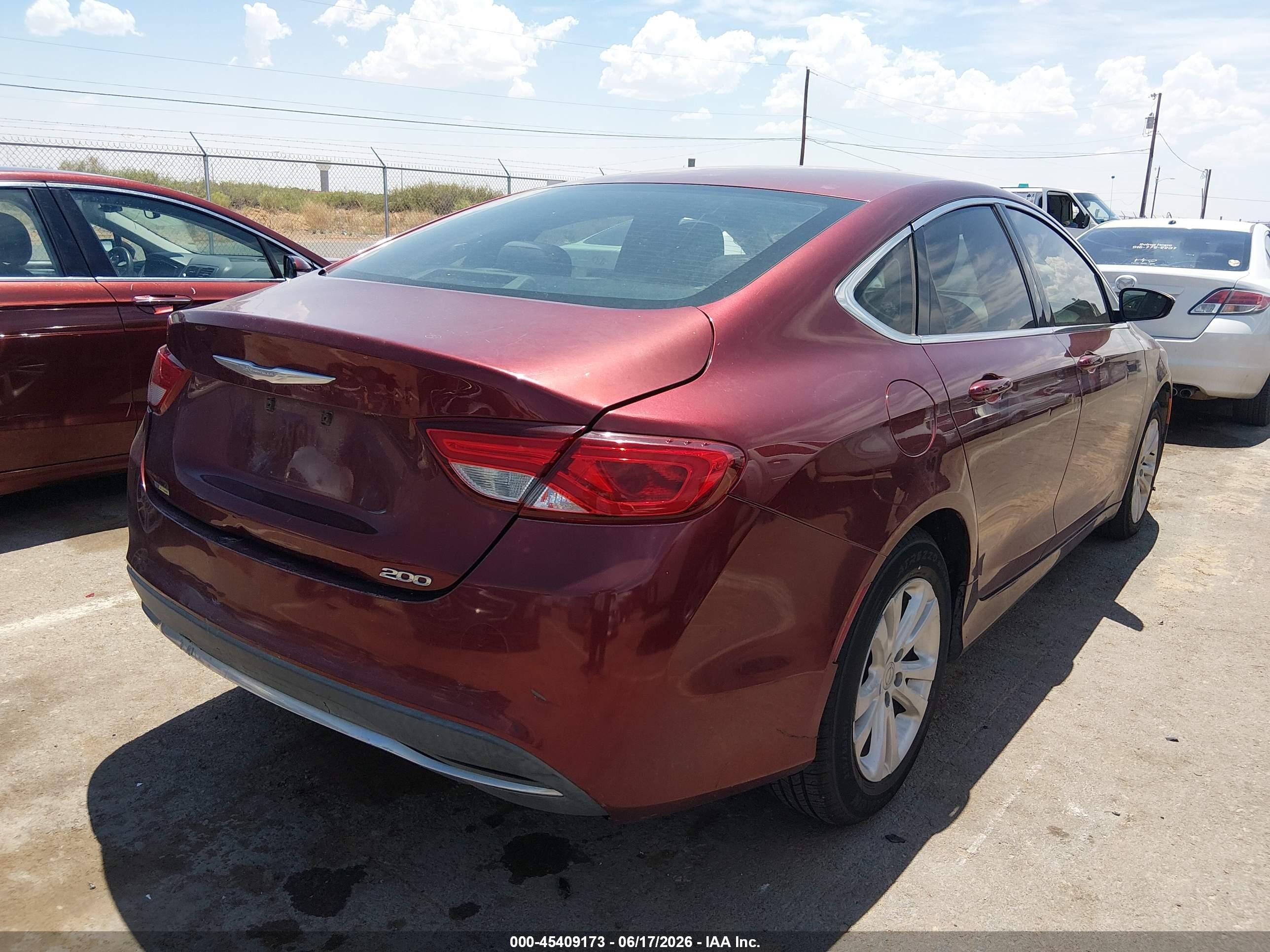 2015 Chrysler 200 Limited Maroon vin: 1C3CCCAB2FN583743