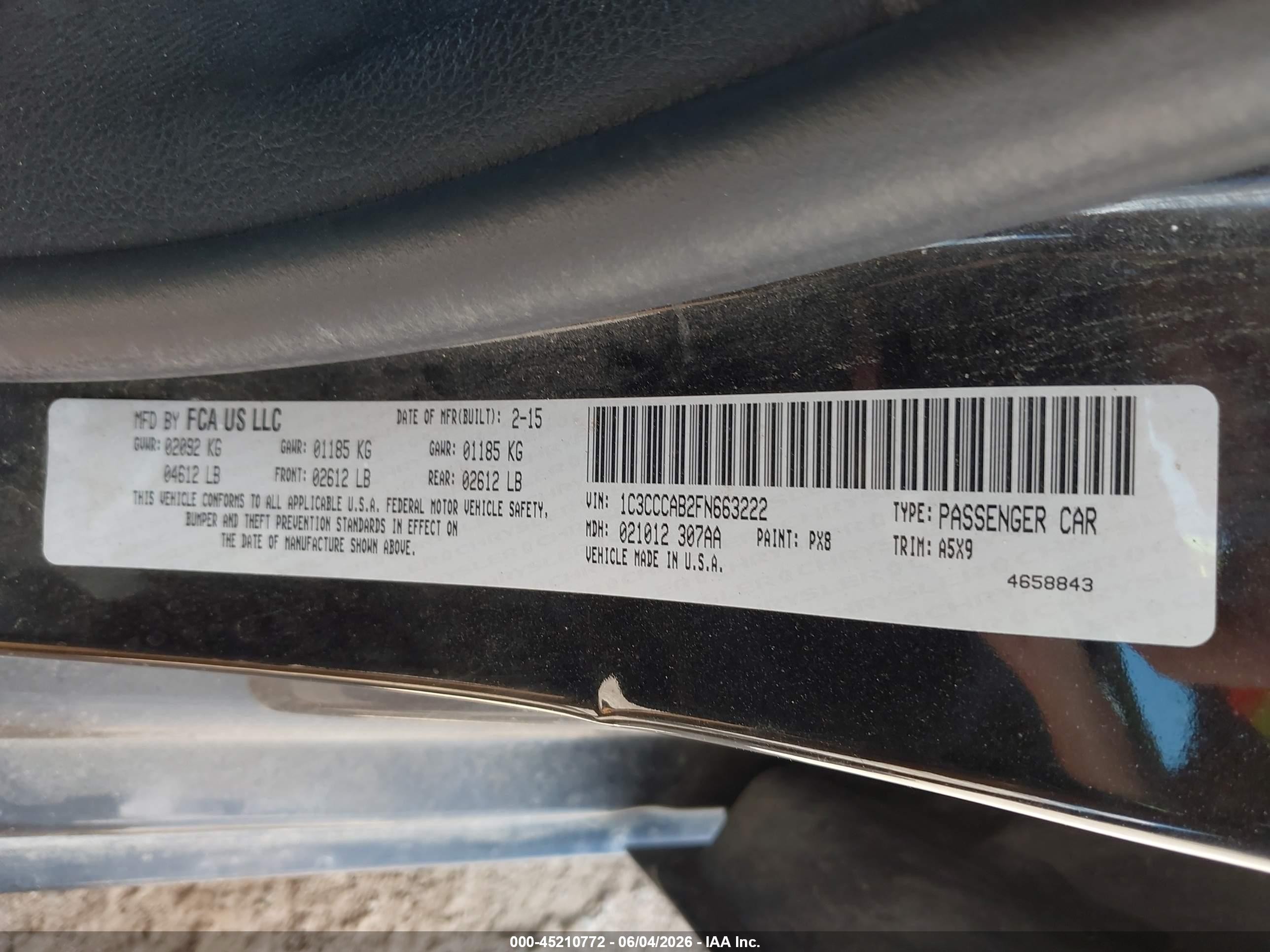 2015 Chrysler 200 Limited Black vin: 1C3CCCAB2FN663222