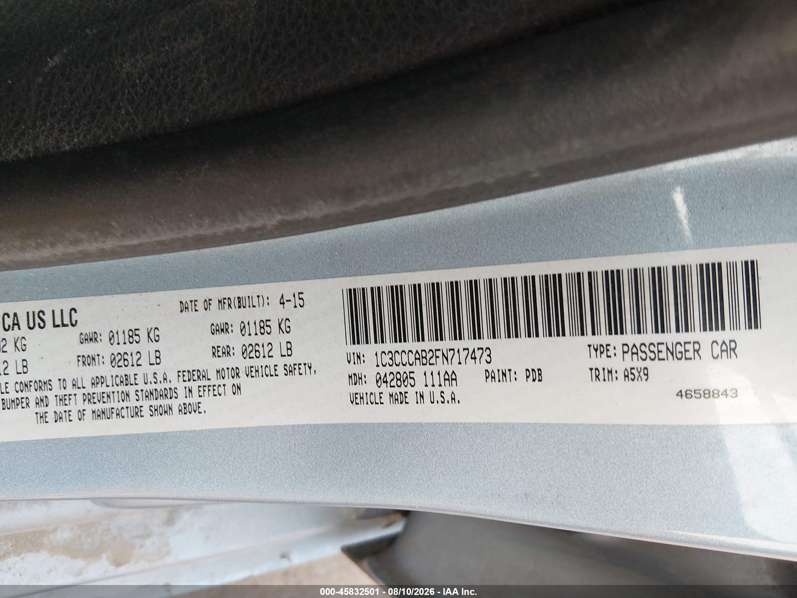 2015 Chrysler 200 Limited Blue vin: 1C3CCCAB2FN717473