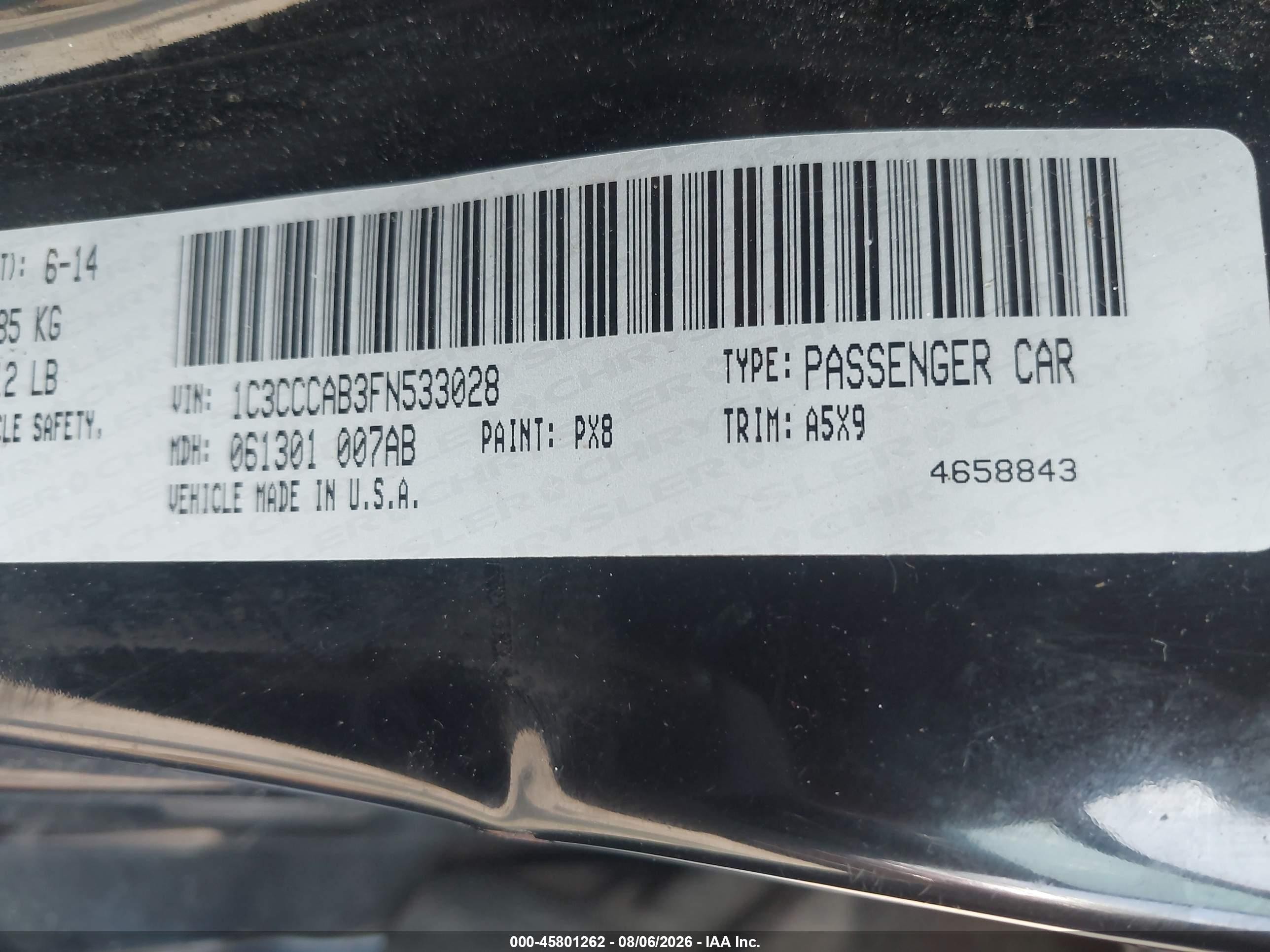 2015 Chrysler 200 Limited Black vin: 1C3CCCAB3FN533028