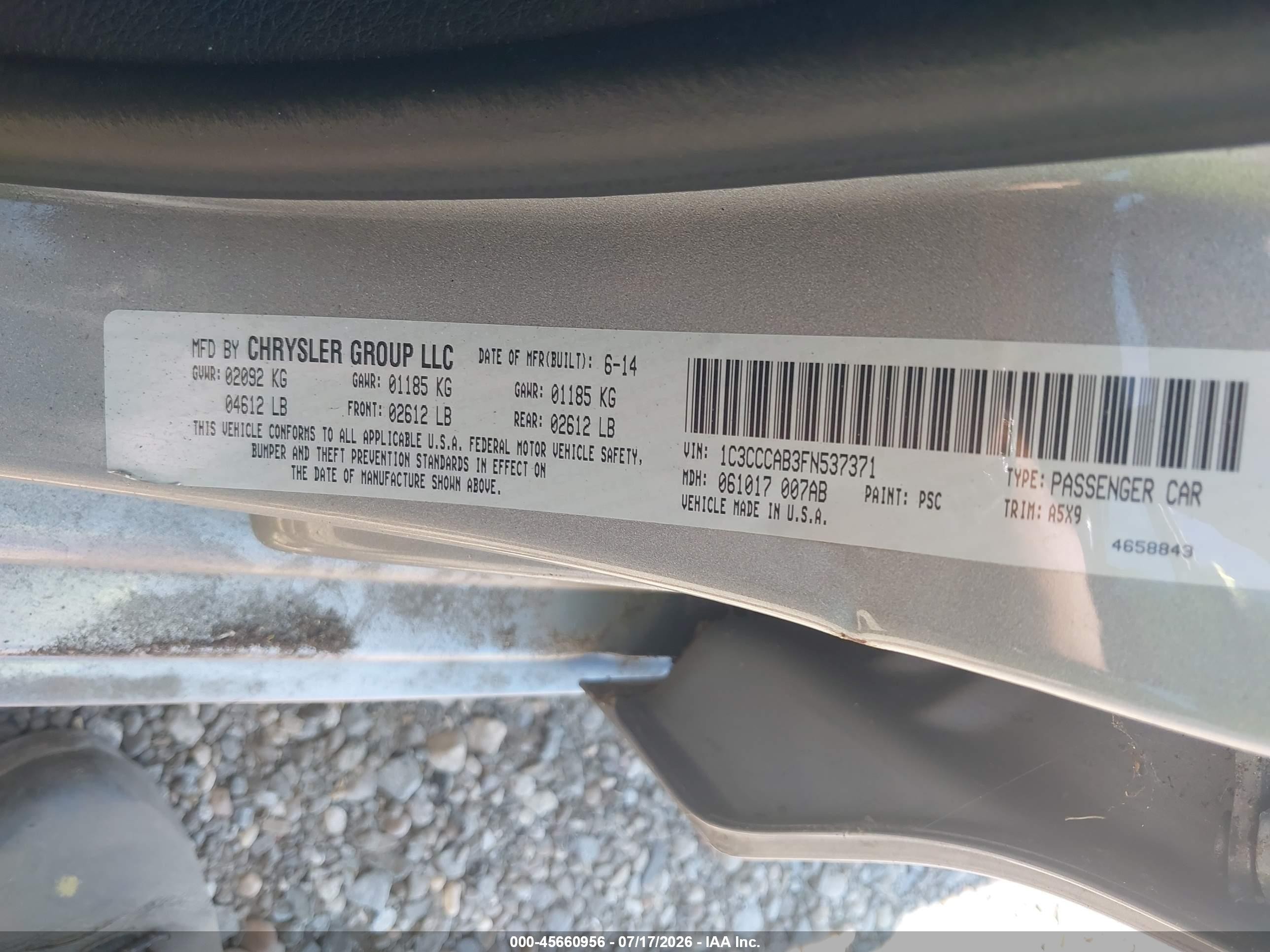 2015 Chrysler 200 Limited Gray vin: 1C3CCCAB3FN537371