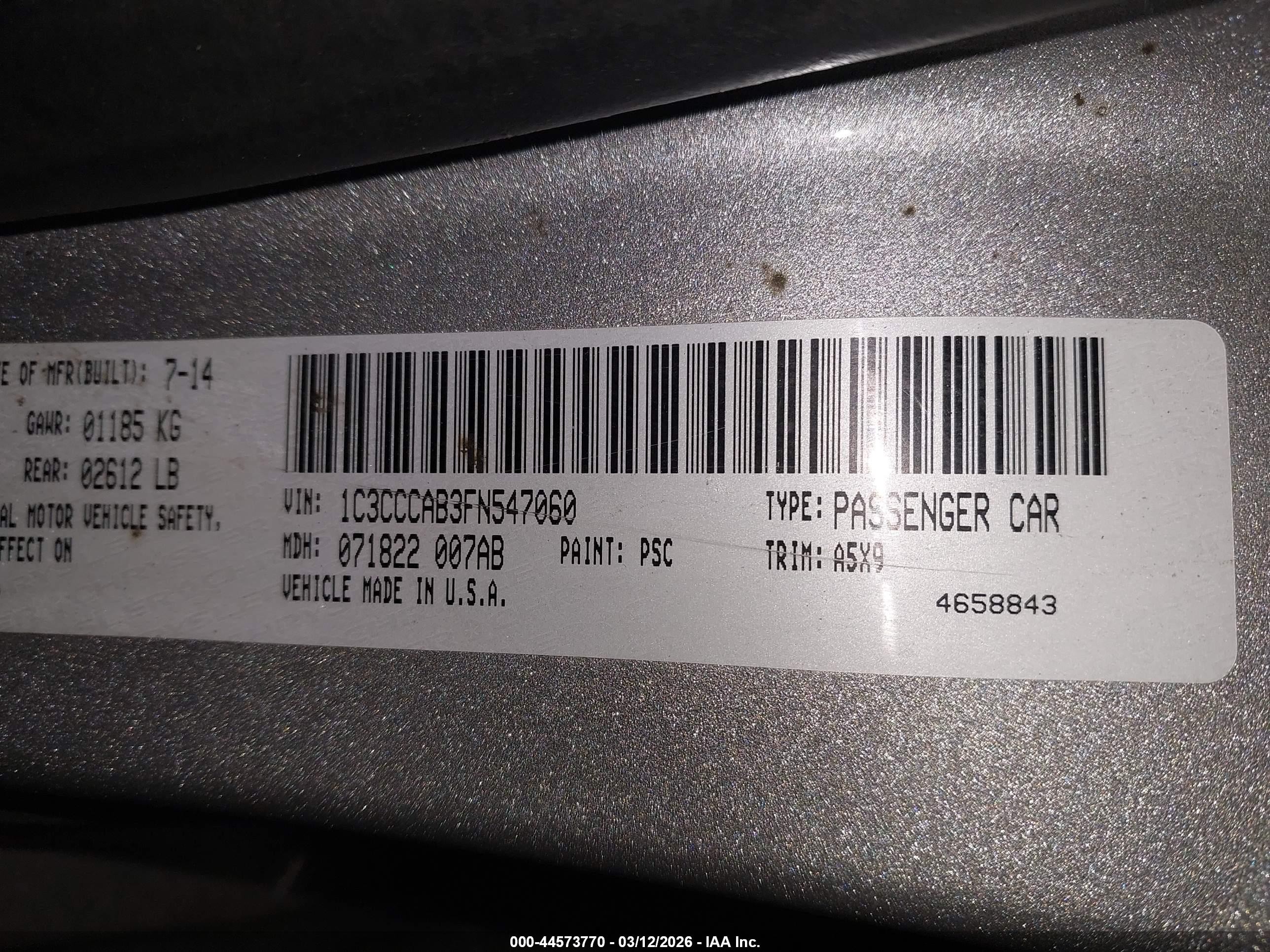 2015 Chrysler 200 Limited Silver vin: 1C3CCCAB3FN547060