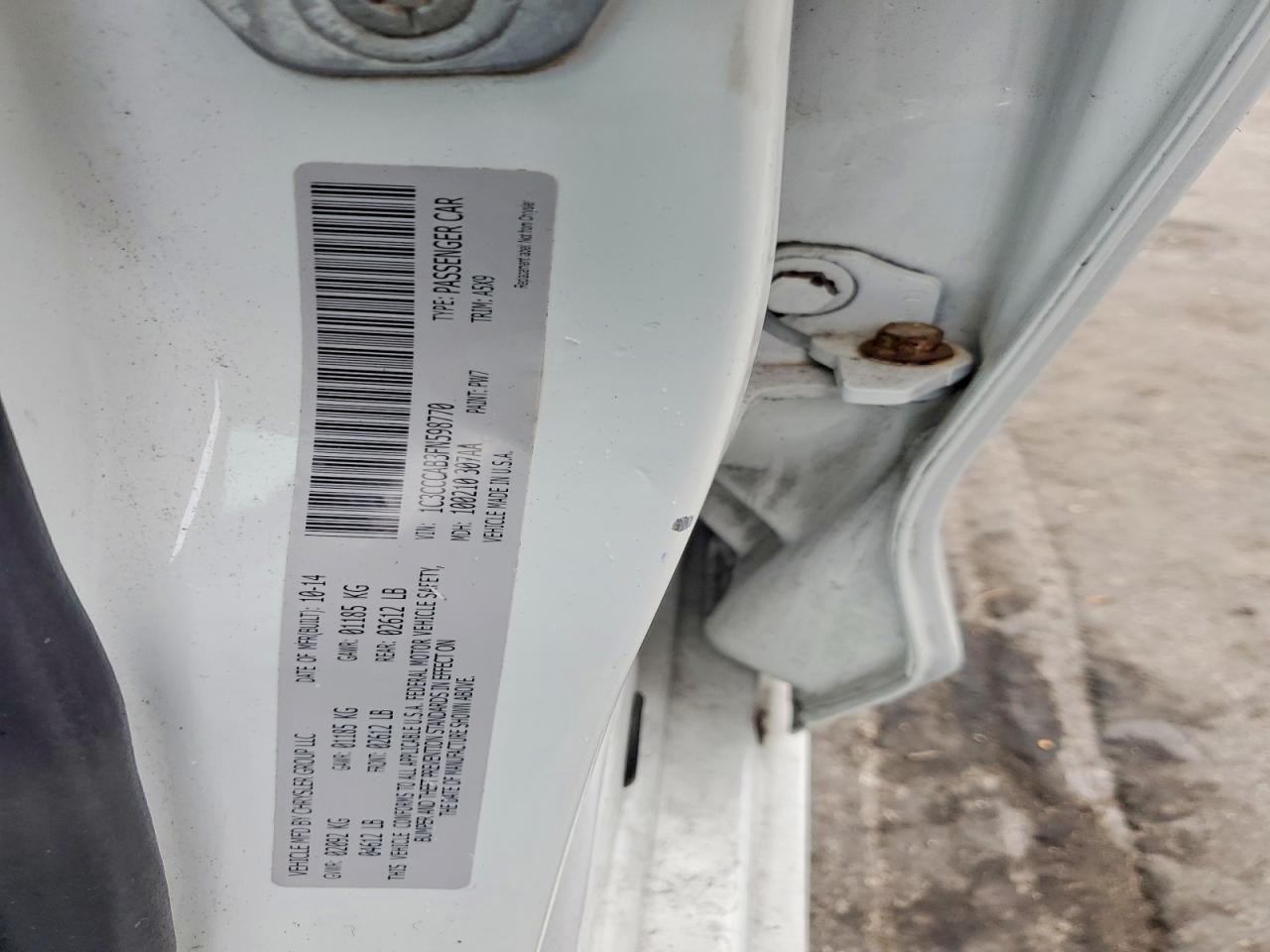 2015 Chrysler 200 Белый vin: 1C3CCCAB3FN598770